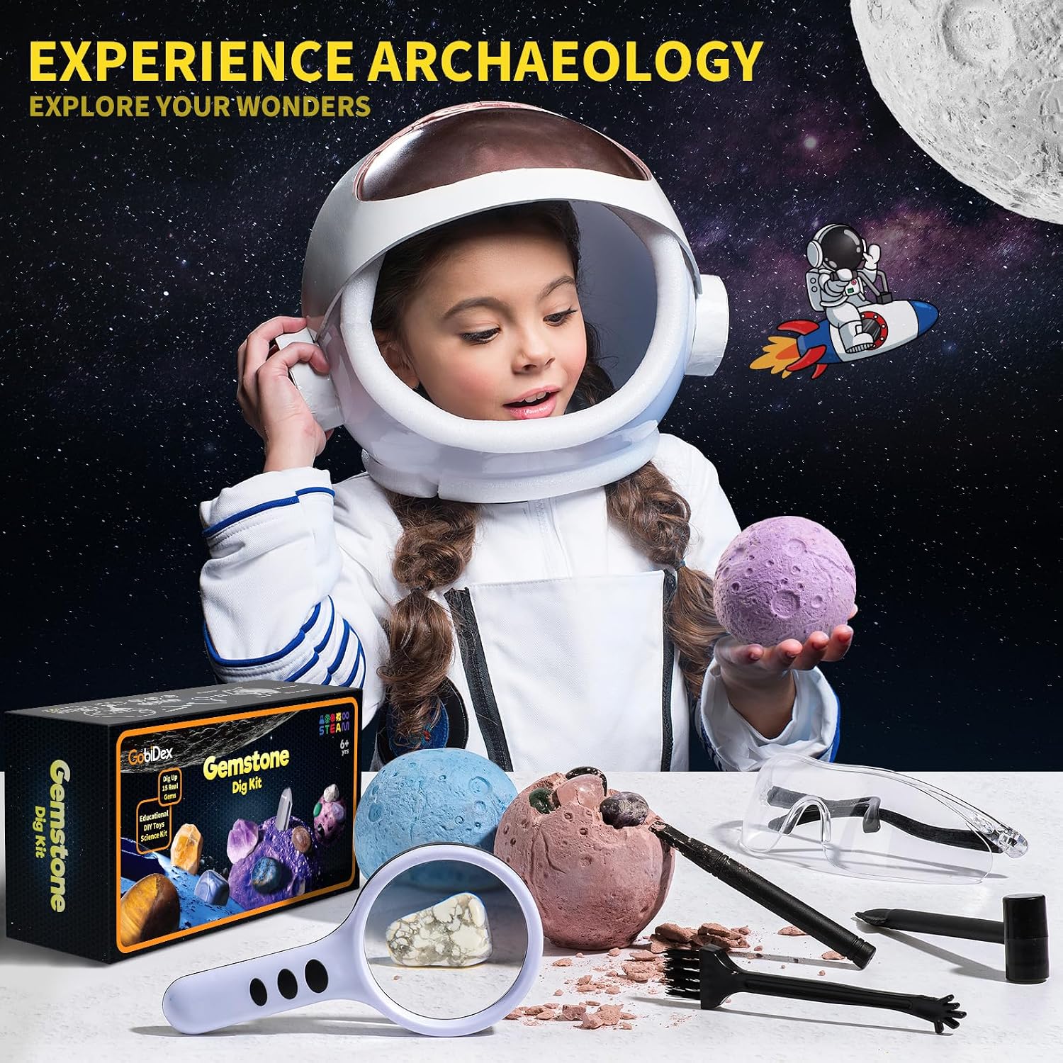 Detalle 2 de Mega Gemstones Dig Kit 15 real gems