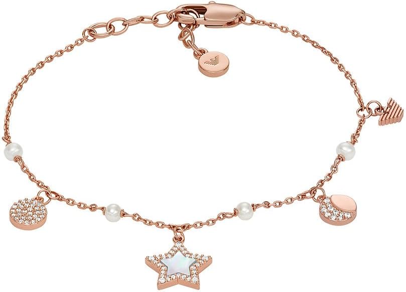 Detalle de Emporio Armani Damenarmband aus Edelstahl oder Messing mit roségoldenem Karabinerverschluss