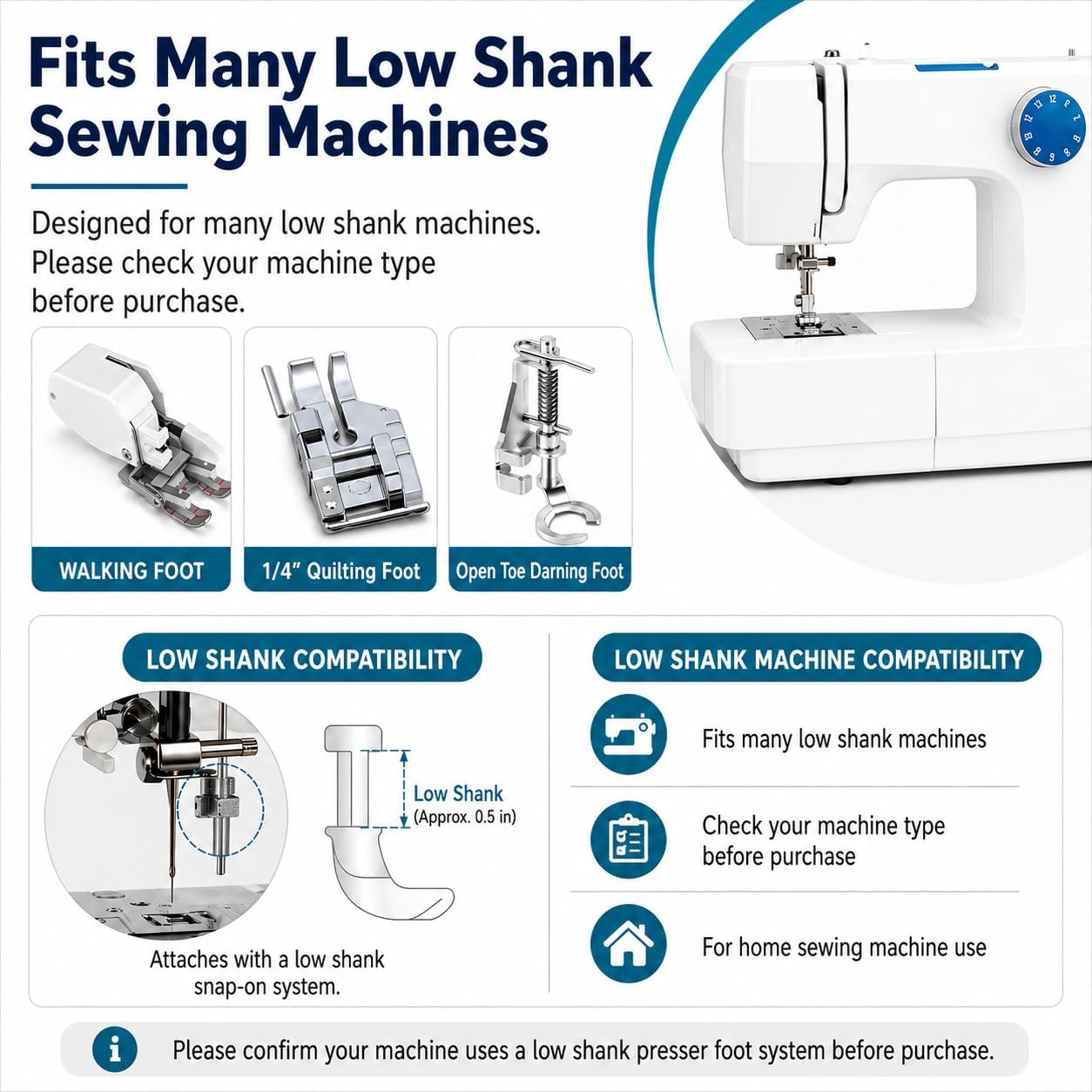 Detalle de YMXFAWO Walking Foot Quilting Presser Foot Set, 3 Pieces for Low-Shank Machines