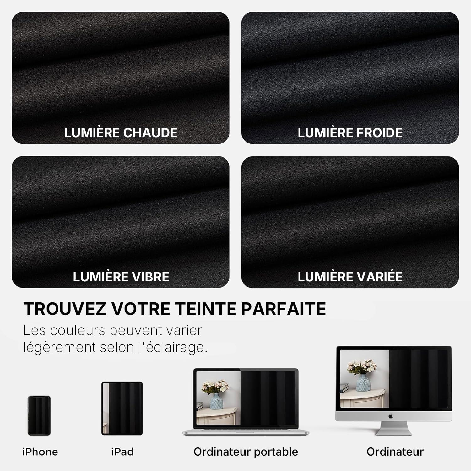 Thumbnail 6 de Rideau occultant Joydeco 2 pièces L 140 × H 175 cm noir à œillets (anti-chaleur, anti-UV)