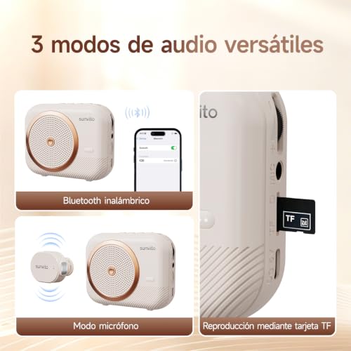 Detalle de Sunvito Amplificador de Voz inalámbrico para Profesores con 1 micrófono