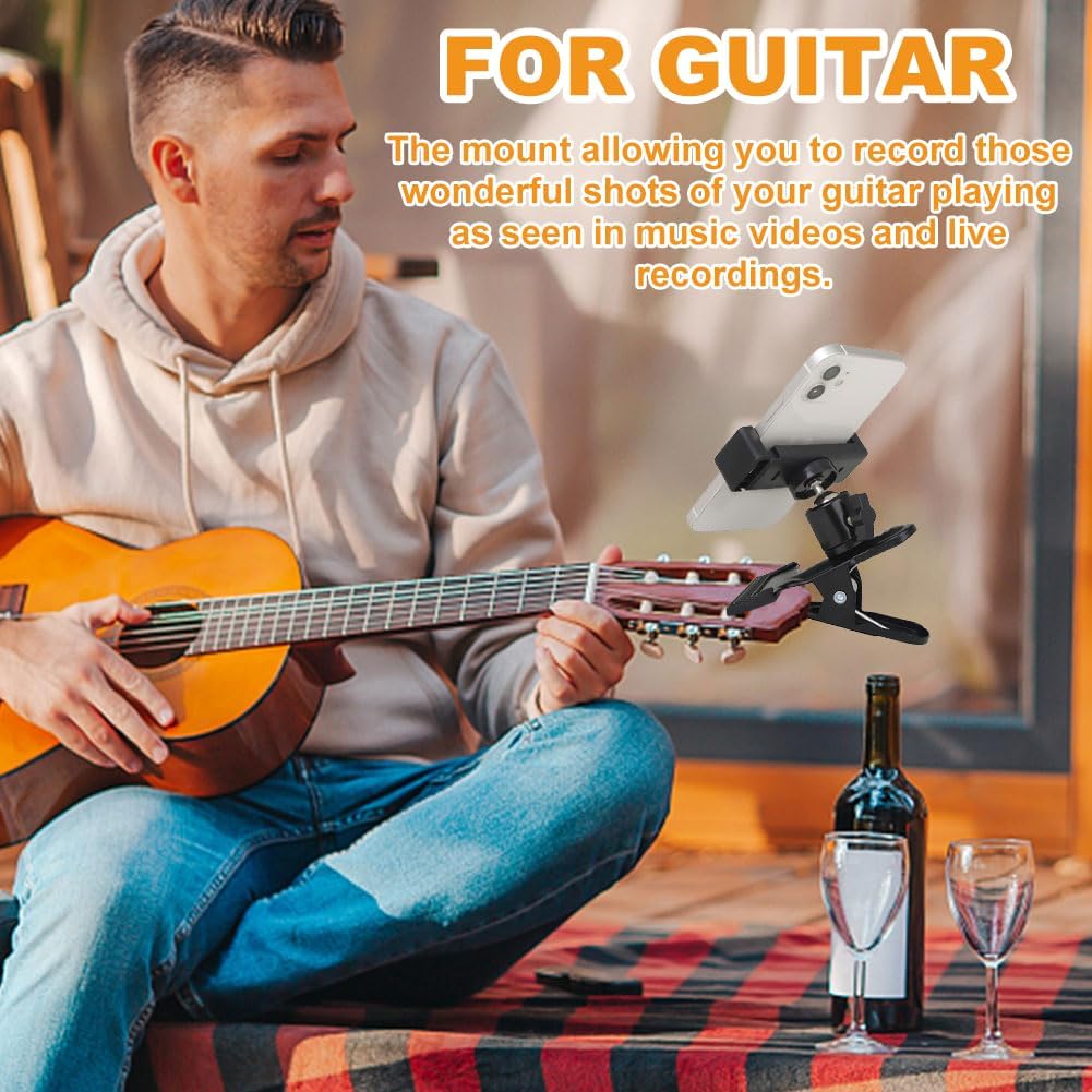Detalle 2 de YOSINXU 22432609 Guitar Phone Holder, 360° Ball Head, 1/4-Inch Adapter