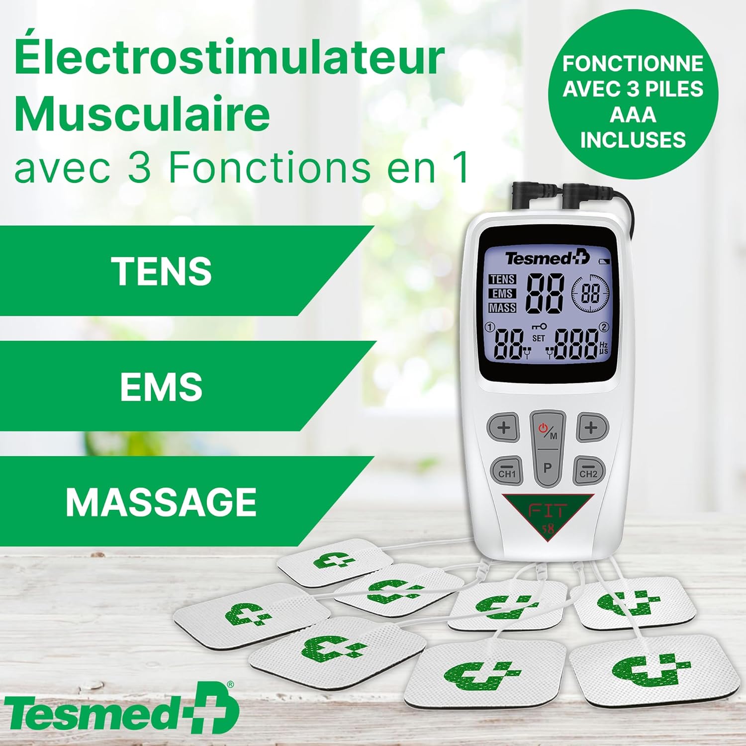 Thumbnail 1 de TESMED Fit Électrostimulateur musculaire 3 en 1 (EMS, TENS, Massage) – 22 programmes et 6 personnalisables