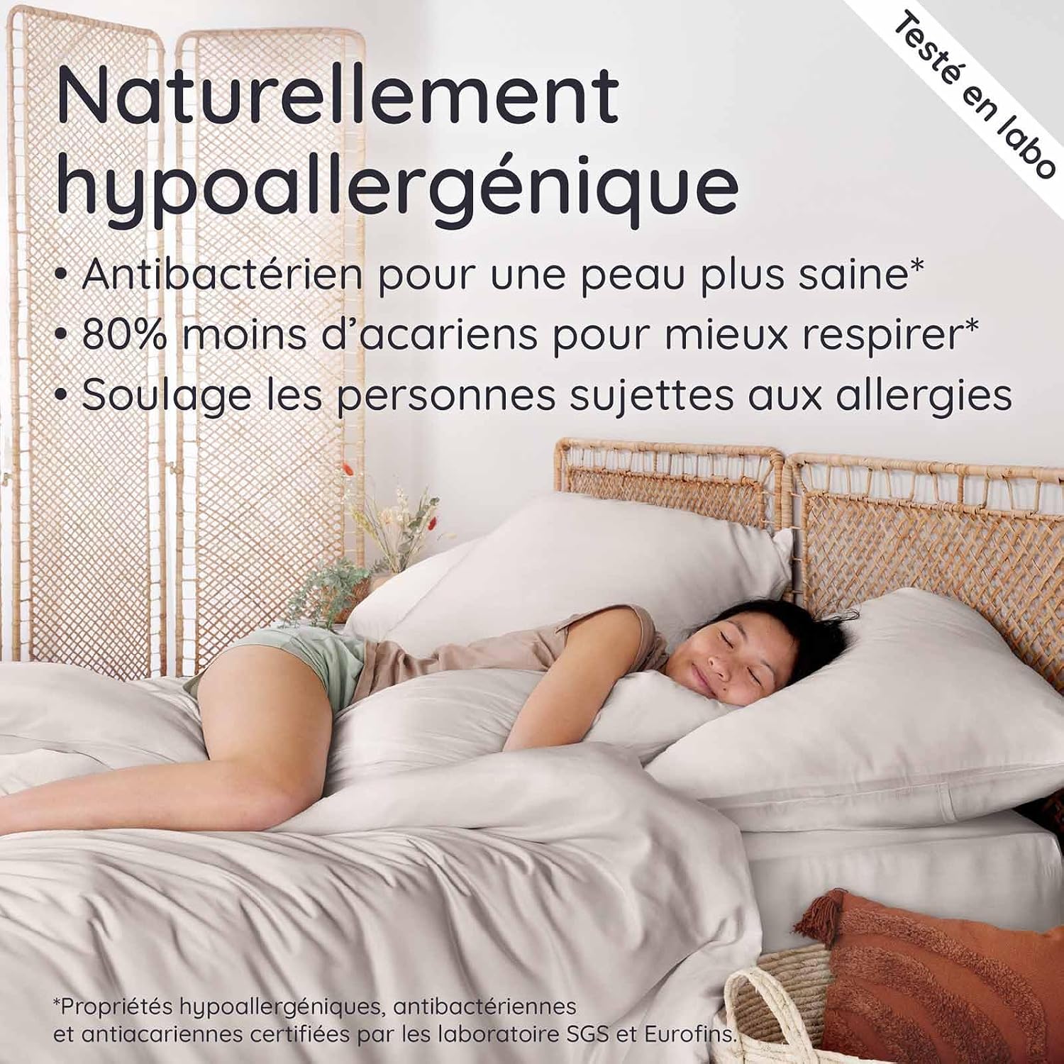 Detalle 2 de Bambaw Housse de Couette 260x240 Bambou – Anti-acarien, hypoallergénique et respirante