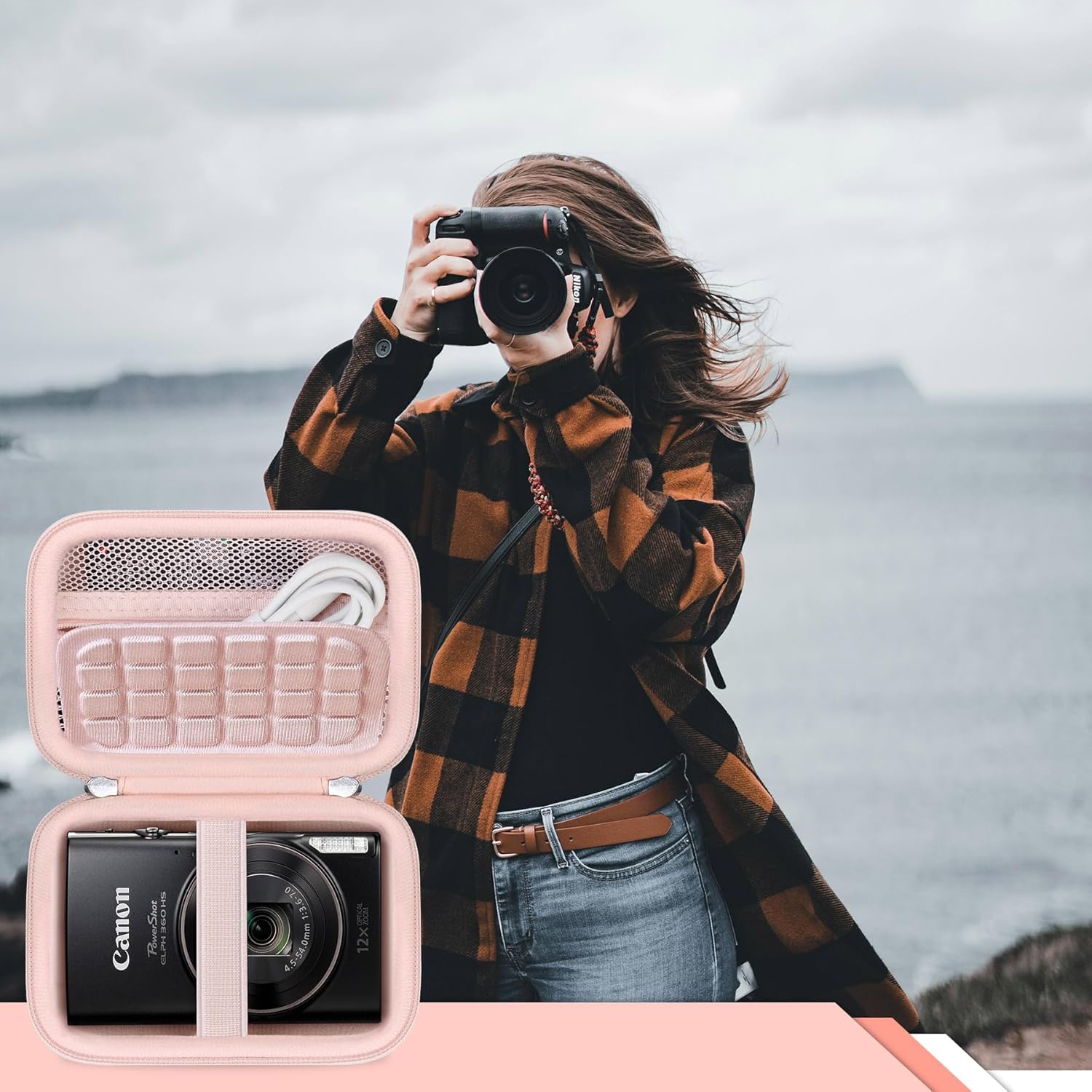 Thumbnail 6 de RAIALL Pink Carrying Case for Canon IXUS 185/285 and Sony Cybershot W830