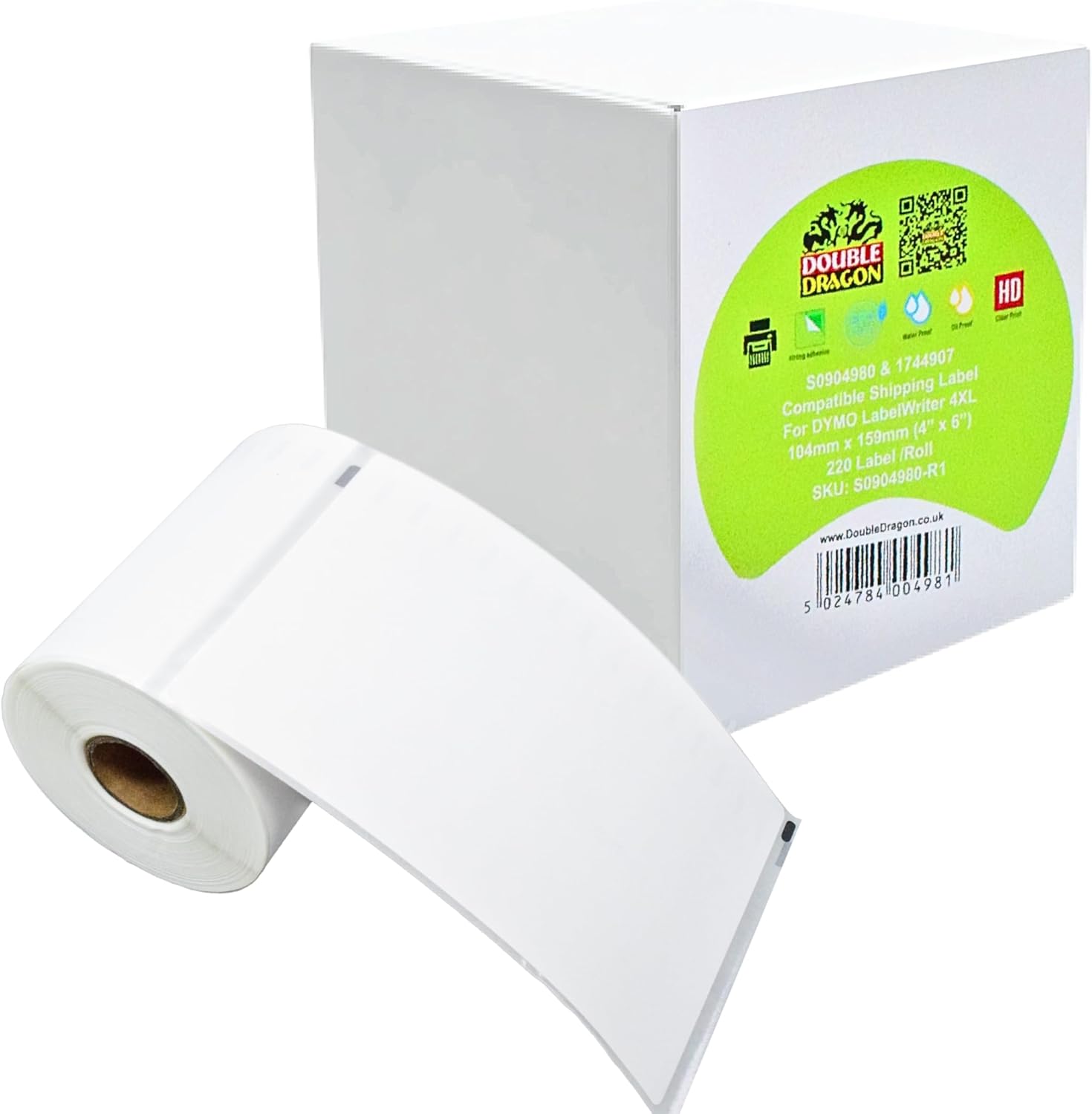 Double Dragon 1 Roll of 220 Extra-Large 104x159mm Thermal Shipping Labels