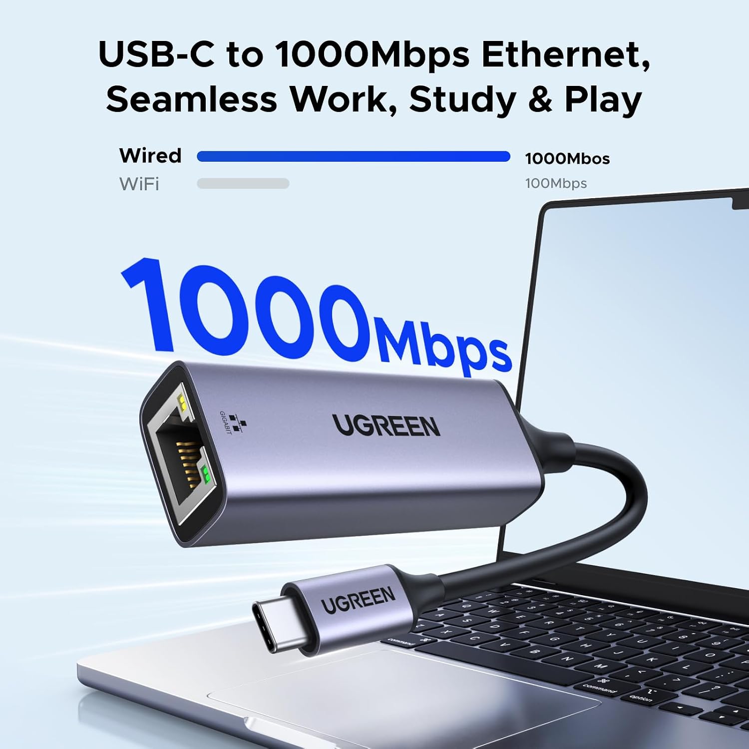 Detalle 2 de UGREEN USB C to Ethernet Adapter 1Gbps
