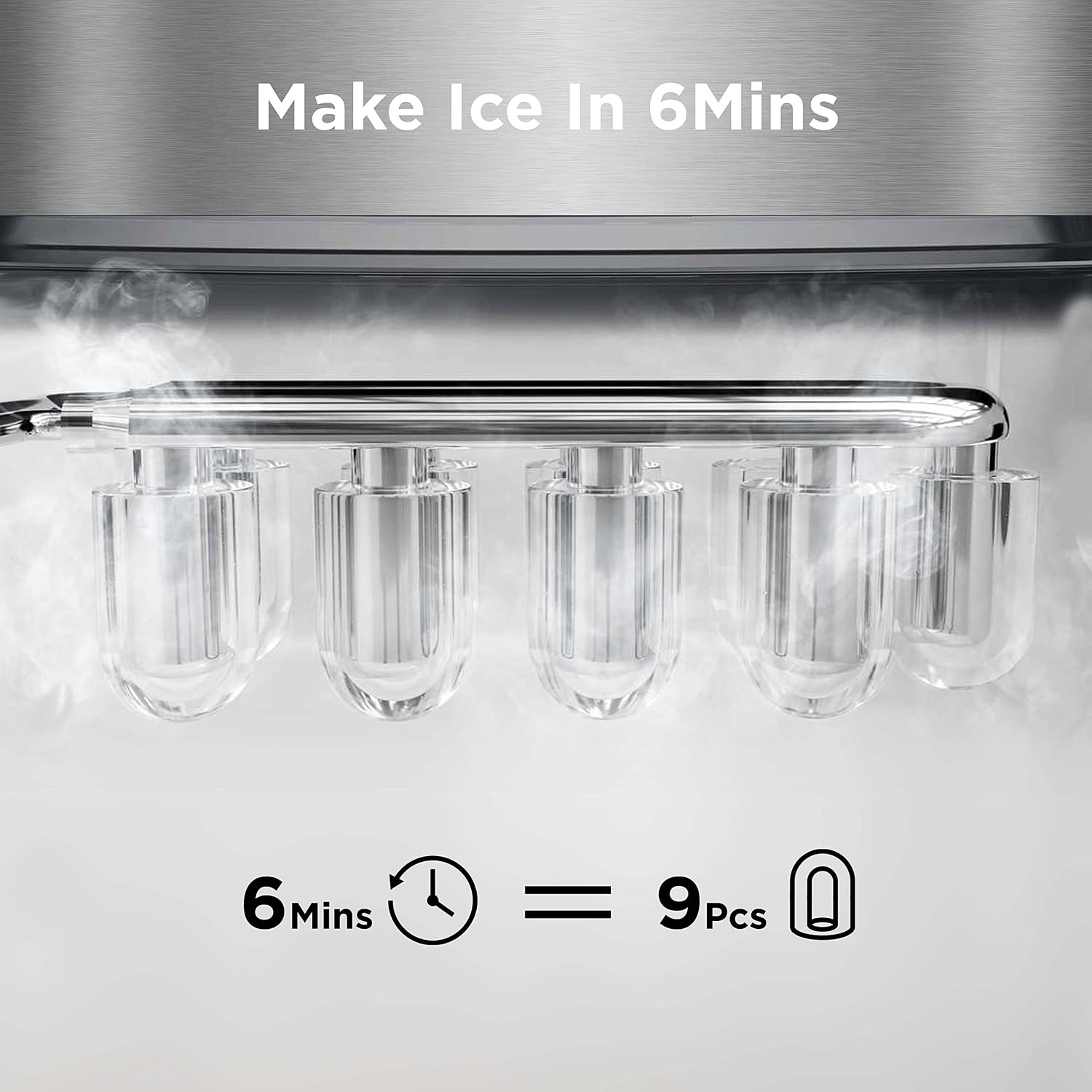 Detalle de Silonn DWW01 Countertop Ice Maker, Two Bullet Ice Sizes, Self-Cleaning