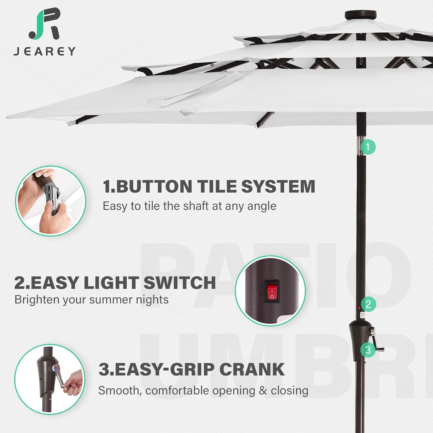 Detalle de JEAREY Patio Umbrella 9 ft