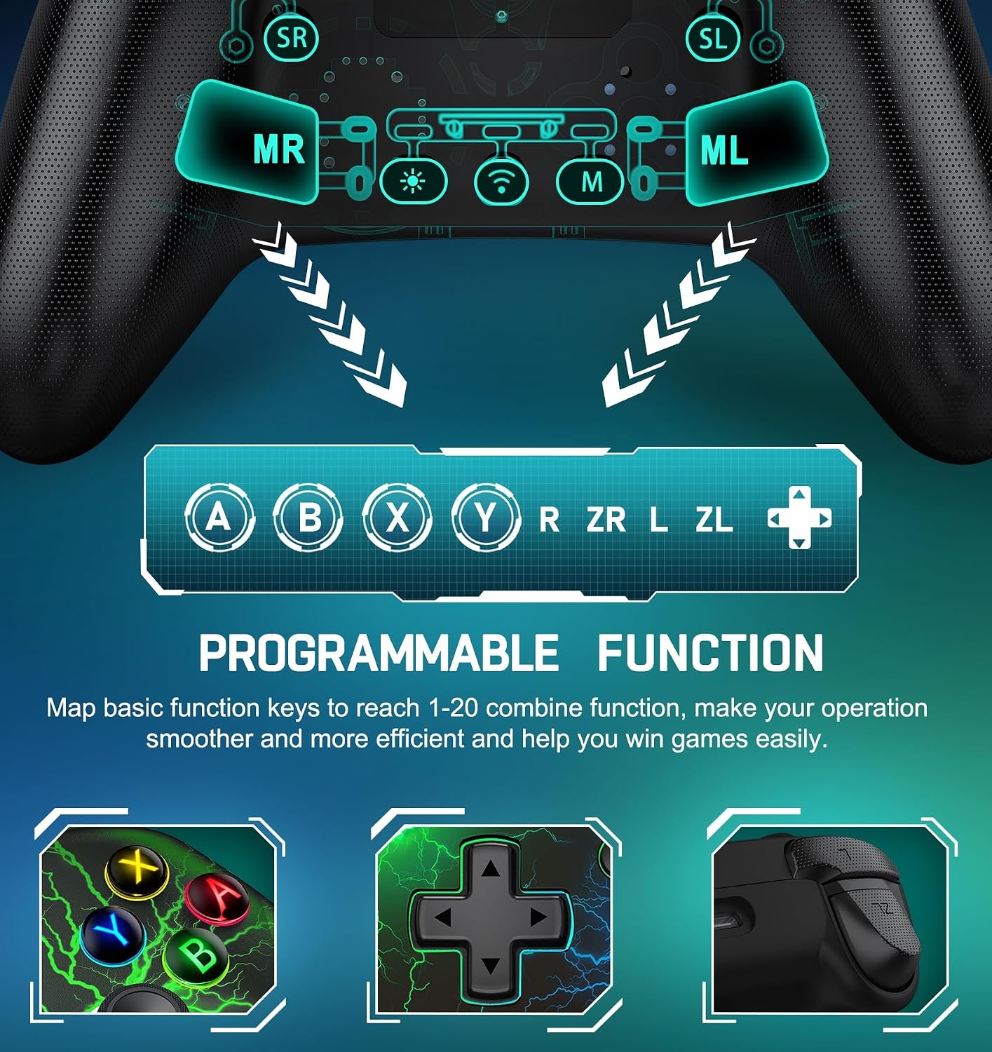 Detalle de HELLCOOL Switch 2 Controller with RGB and Macro
