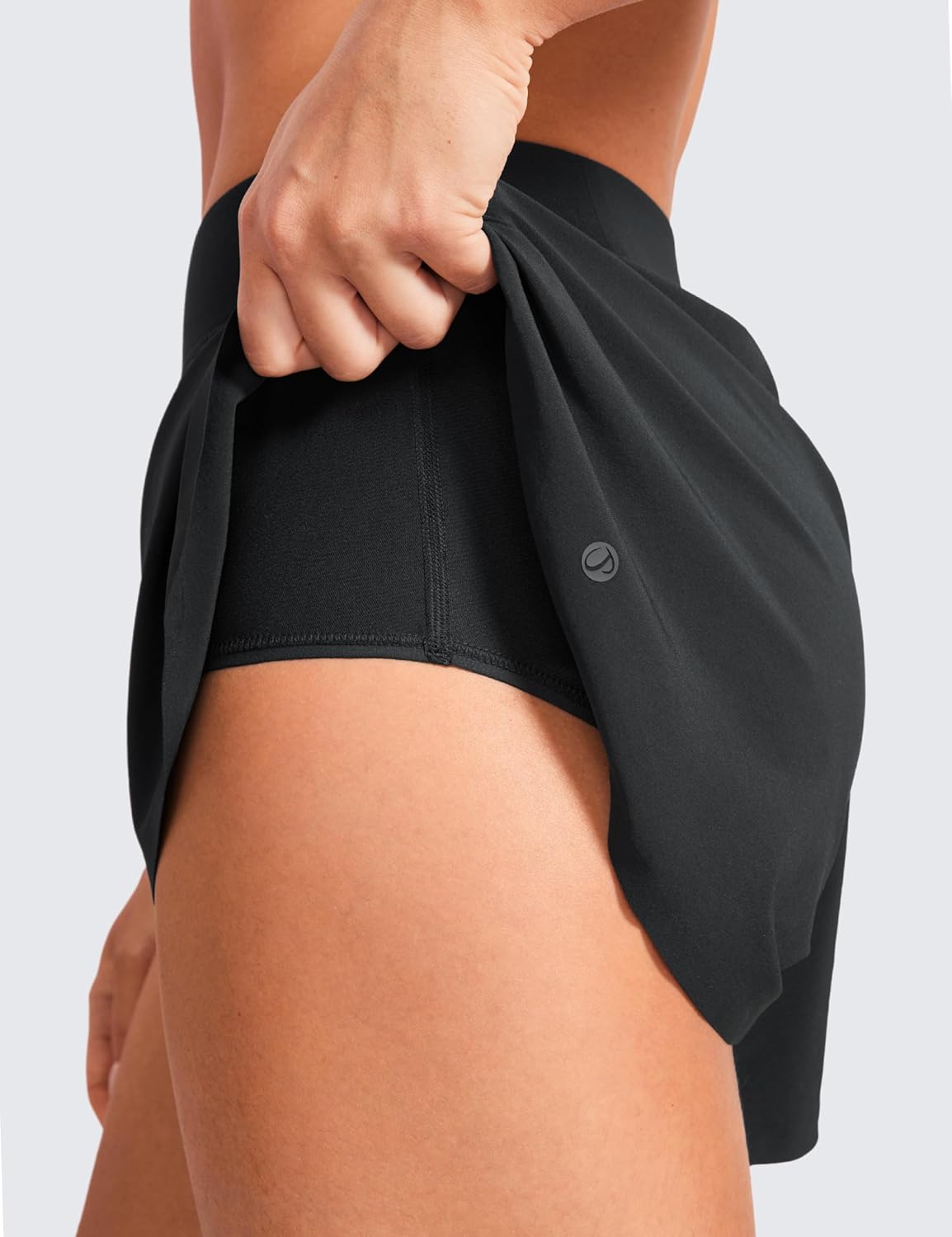 Detalle de CRZ YOGA Femme Short de Course à Taille Moyenne avec Fentes Latérales – Léger et Respirant