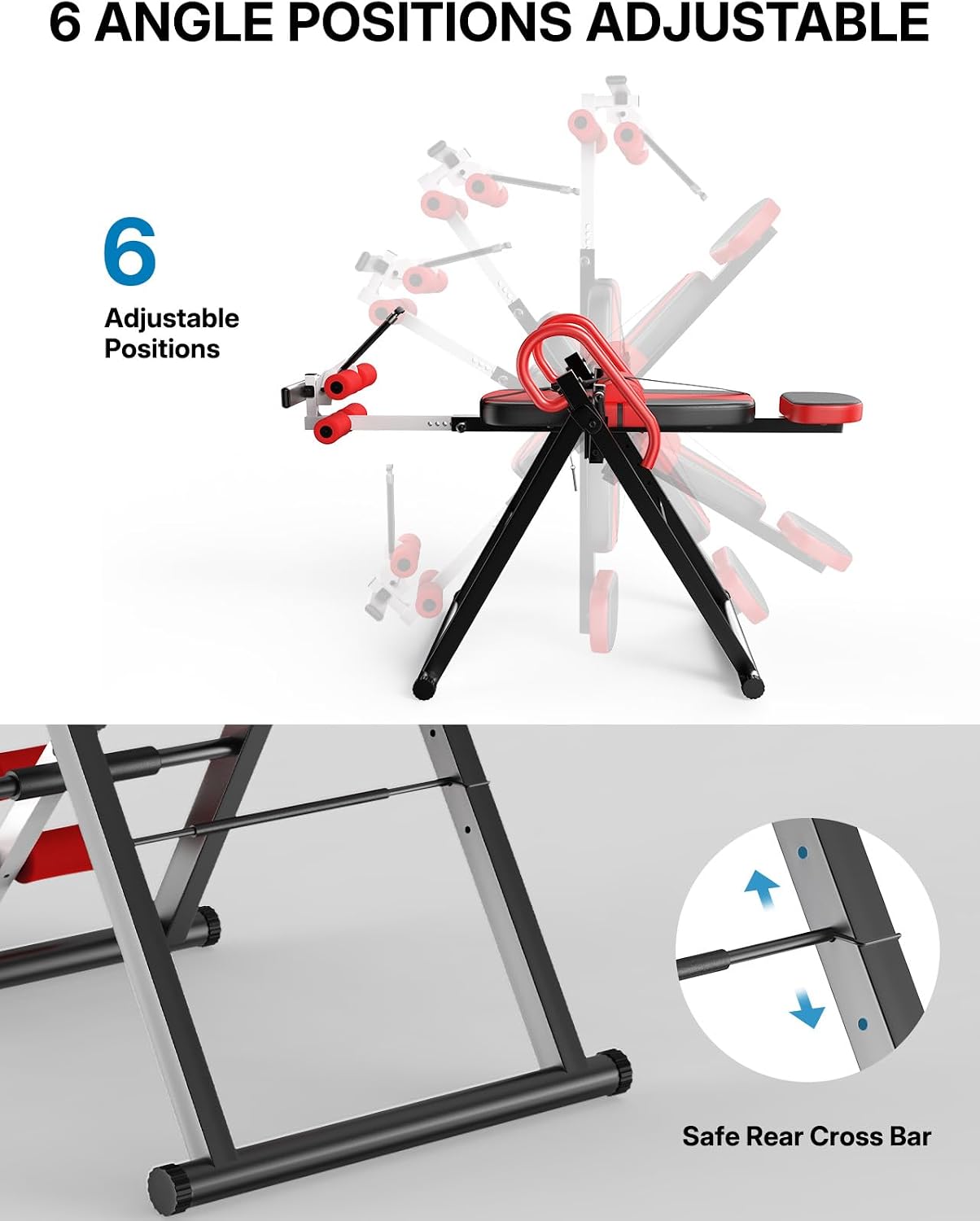 Detalle 1 de YOLEO 2023 Inversion Table with Headrest, Adjustable Lumbar Support & Foldable Frame