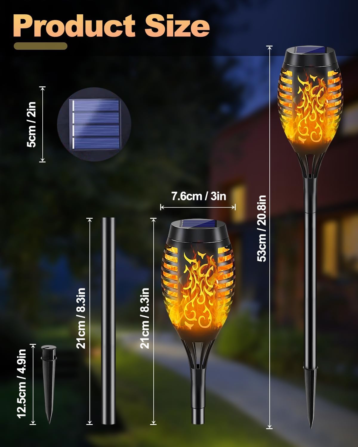 Thumbnail 4 de KALAHOL Solar Outdoor Garden Torch Lights (52cm) – 8 Pack, IP65 Flickering Flame Effect