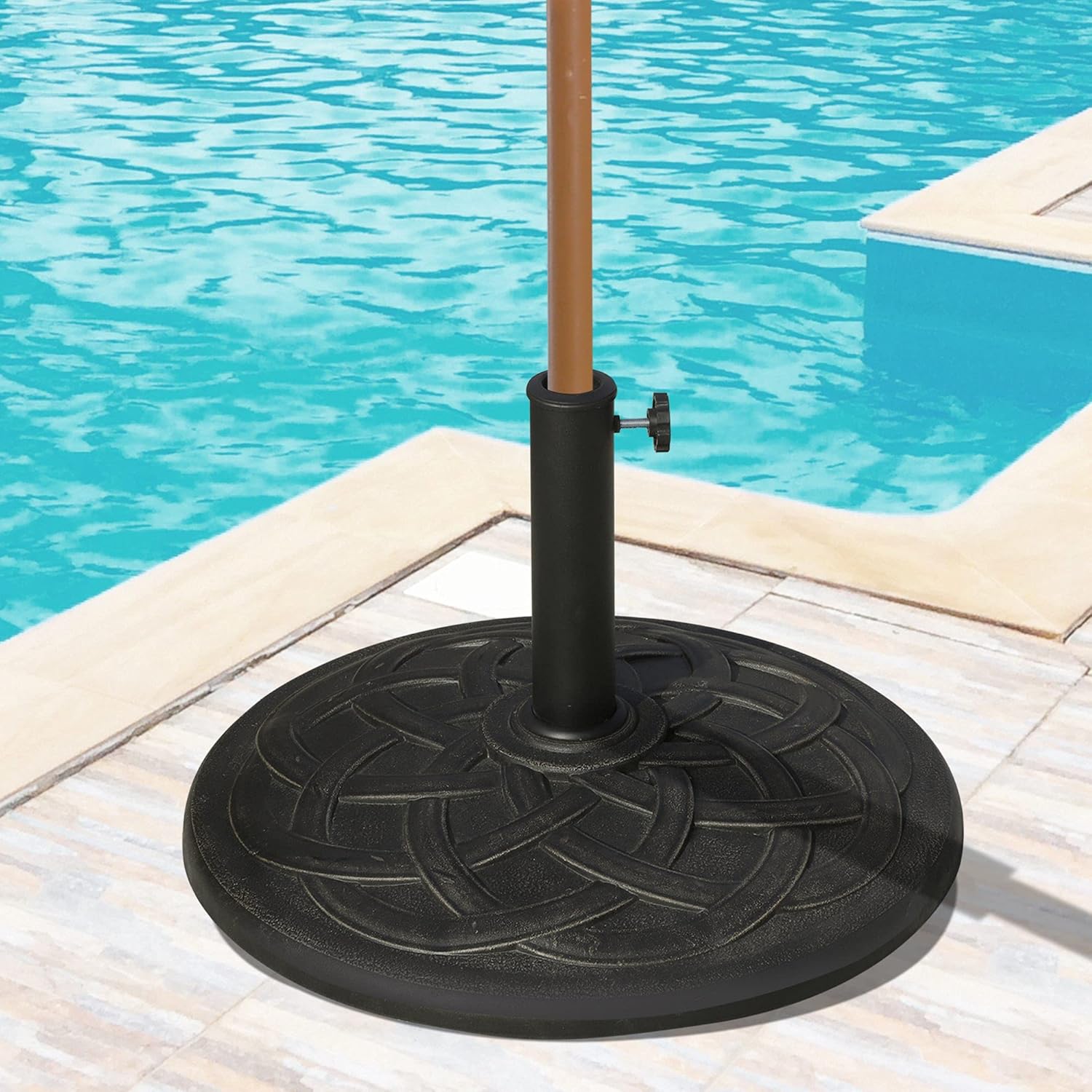 Thumbnail 2 de Outsunny Pied de Parasol Base de lestage en résine imitation fonte, rosace, Ø 54,5 cm – 19 kg