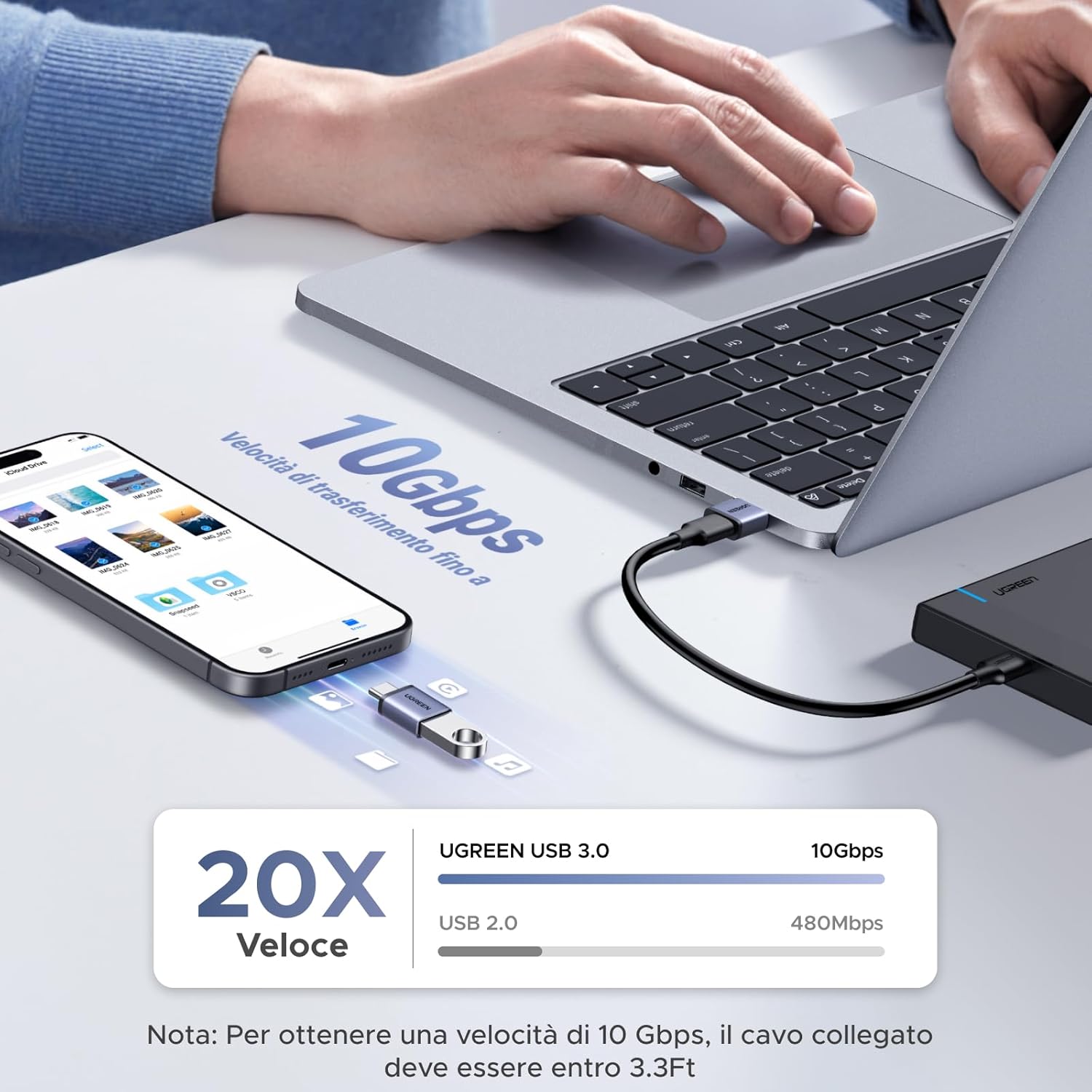 Thumbnail 1 de UGREEN Adattatore USB C a USB A OTG 10Gbps – 4 Pezzi: USB-C a USB-A e USB-A a USB-C per caricare e sincronizzare