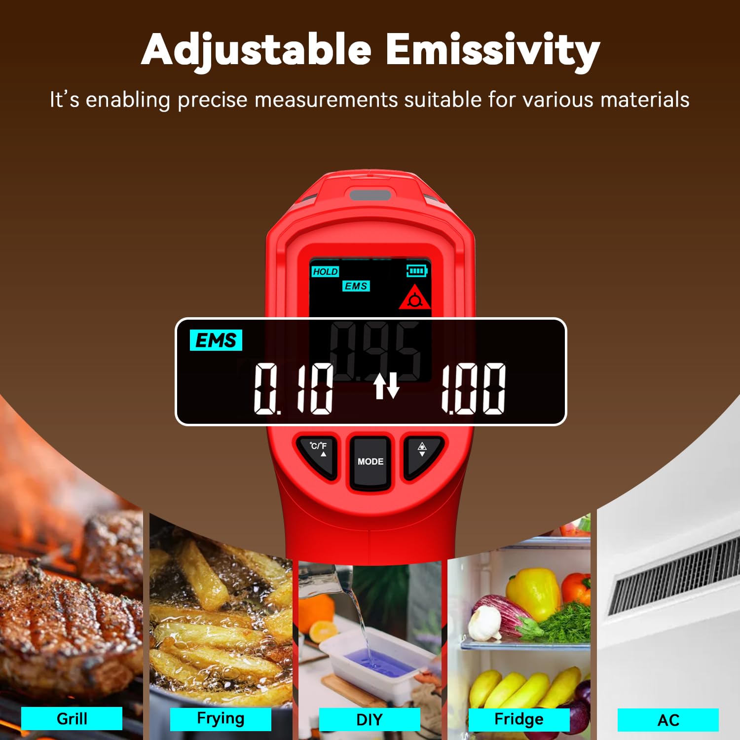 Detalle de Wintact Laser Infrared Thermometer Gun WT313B — Non-Contact Temperature Measurement from -50℃ to 950℃