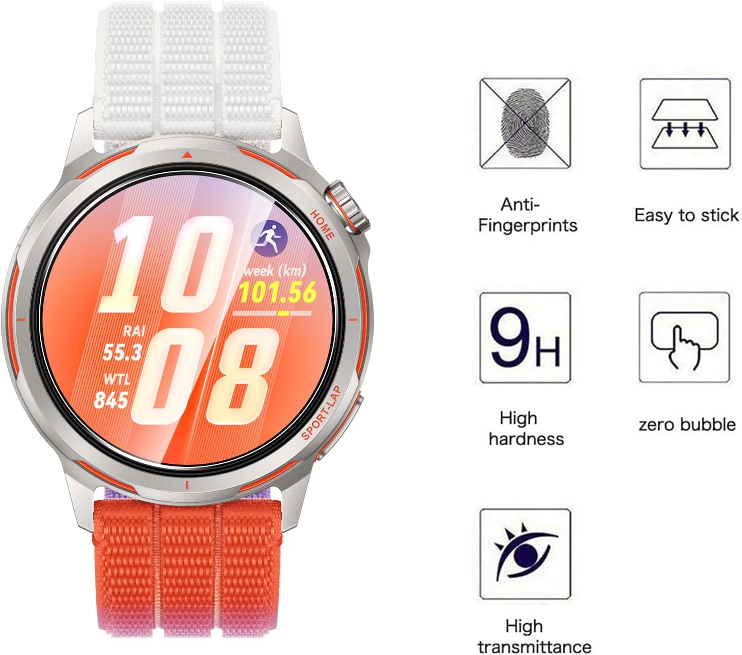 Detalle de AOKUMA Tempered Glass Screen Protector for Huawei Watch GT Runner 2 36mm (5 Pack)