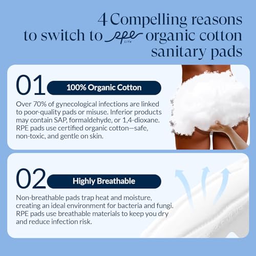 Detalle 2 de Large Organic Sanitary Pads, 48ct