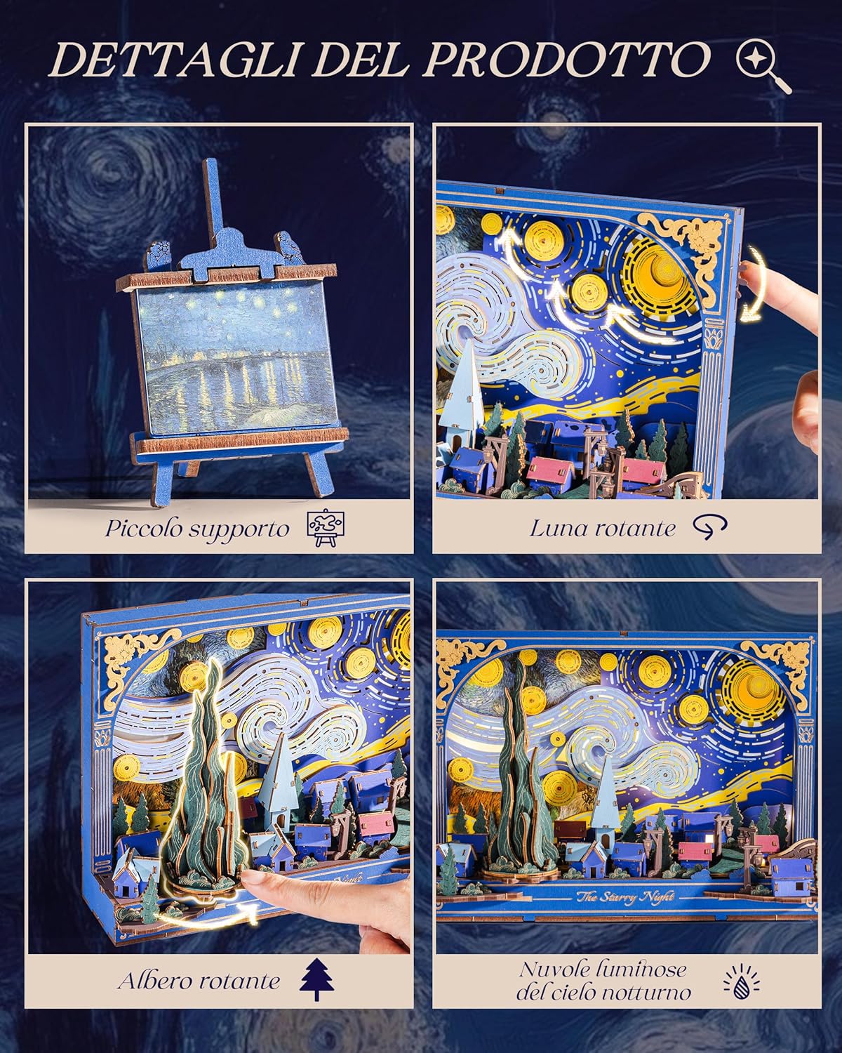 Detalle de ROWOOD Puzzle 3D in legno TH003: puzzle artigianale con LED per tavolo e parete