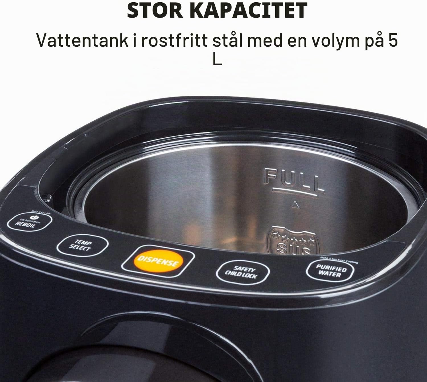 Detalle de Klarstein LSHAZ11A Hot Spring Plus varmvattenautomat, 5 l, LCD och 45–95 °C