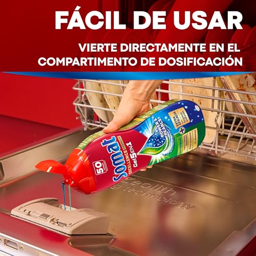 Detalle de Somat Excellence Gel Anti-Grasa (70 lavados) – lavavajillas líquido desengrasante