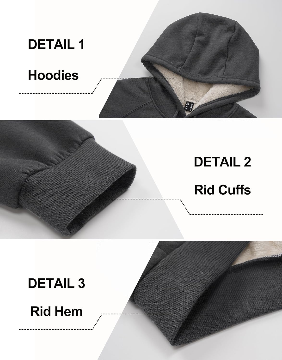 Detalle de Cavva men’s fleece-lined hooded sweatshirt with kangaroo pocket (warm winter pullover)
