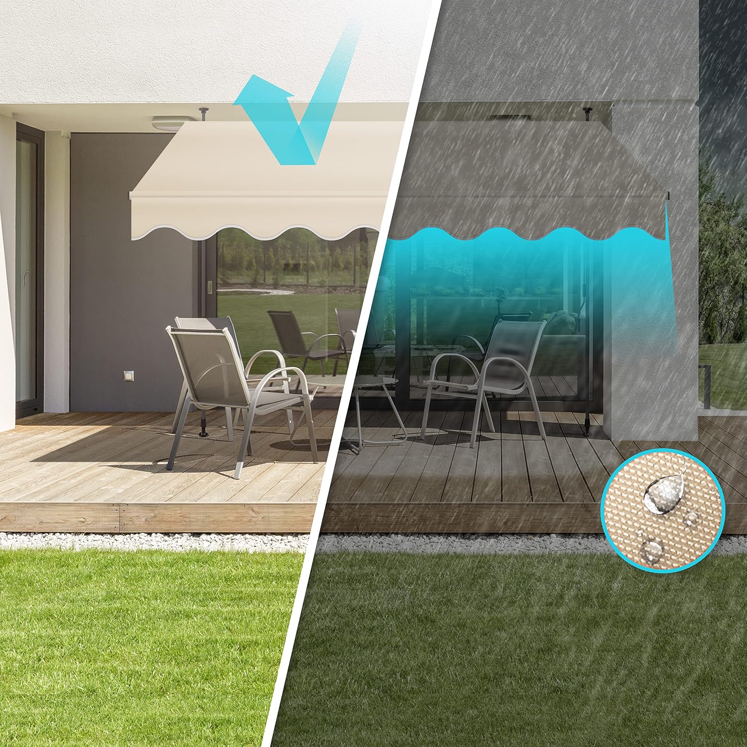 Detalle 2 de KESSER® Toldo balcón con manivela, resistente y regulable ☀