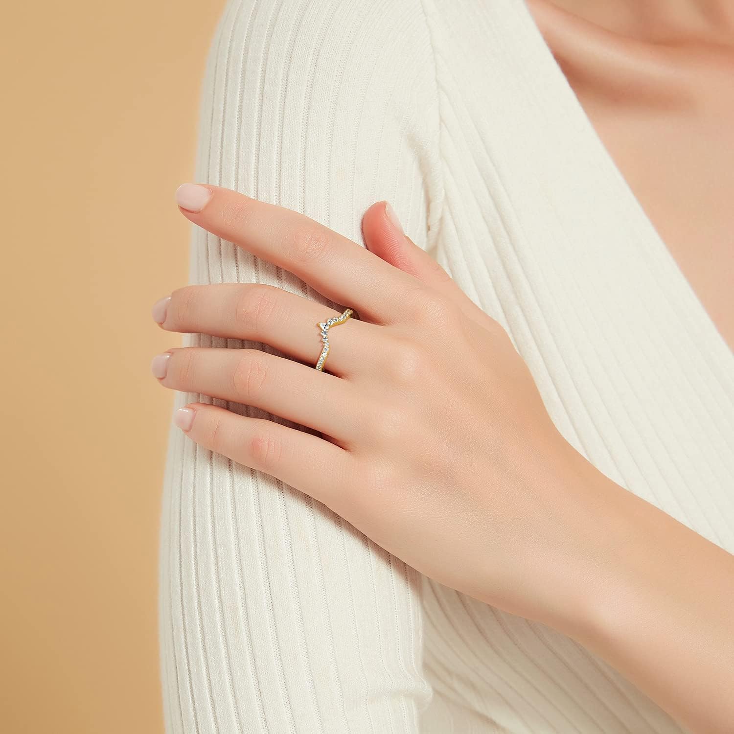 Thumbnail 4 de Titaniumcentral Vorsteckring Damen – zierlicher Eternity Ring mit Rosen- und Silberschliff, Zirkonia
