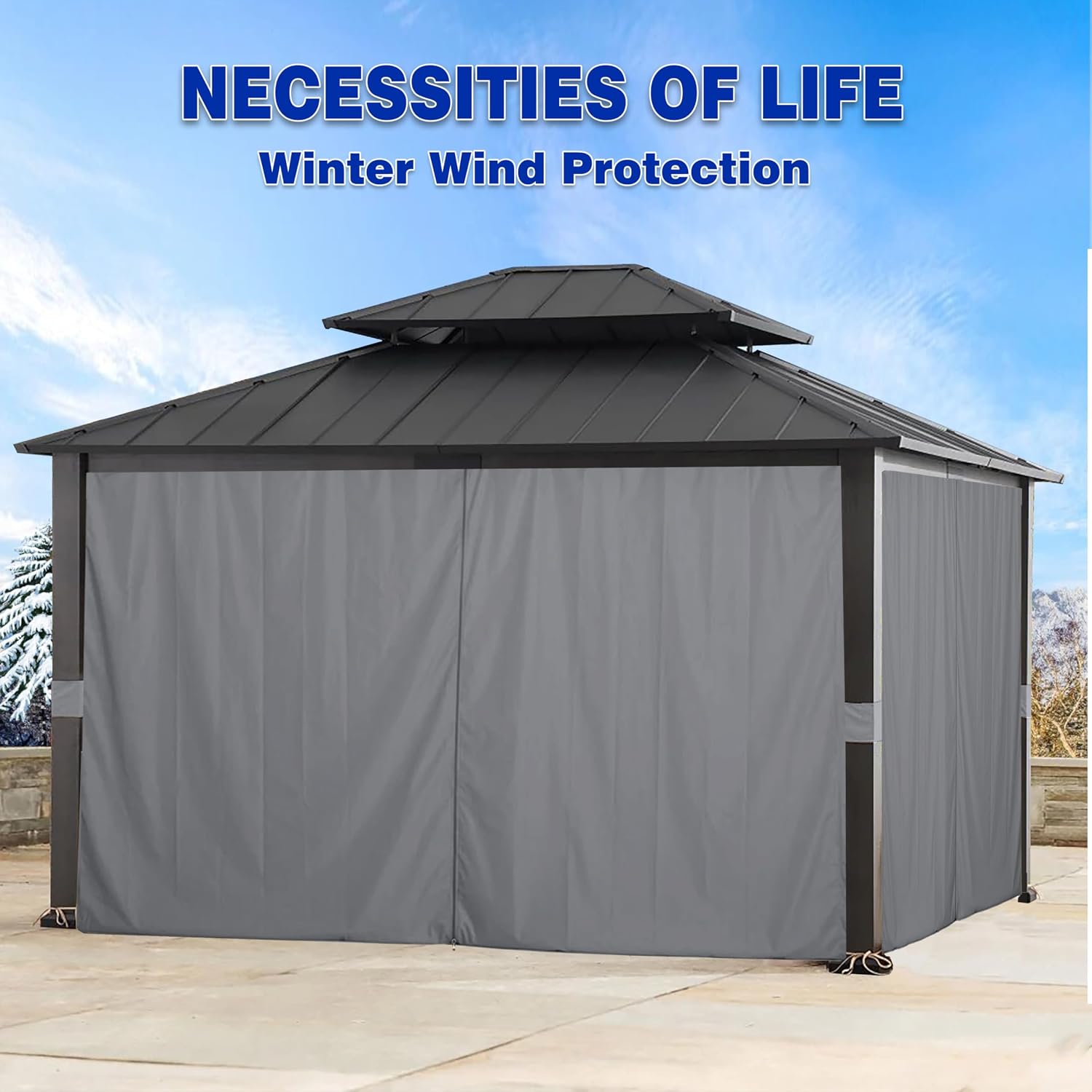 Thumbnail 6 de SCOCANOPY Brown 10' x 12' Gazebo Privacy Curtain Set with Zippered Sides