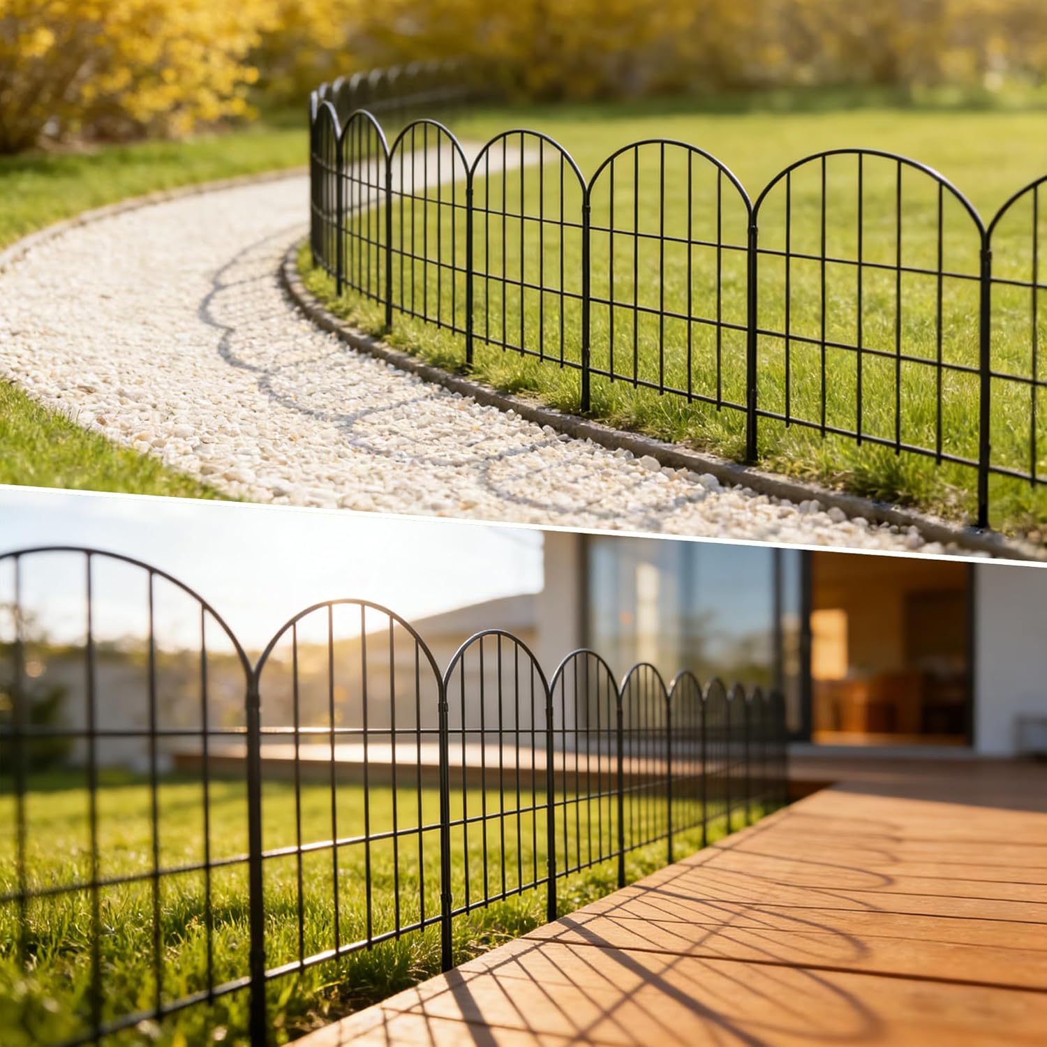 Detalle 2 de Thealyn Decorative Garden Fence 61cm H x 33cm W – 8.2m Total (25 Panels) No-Dig Metal Border