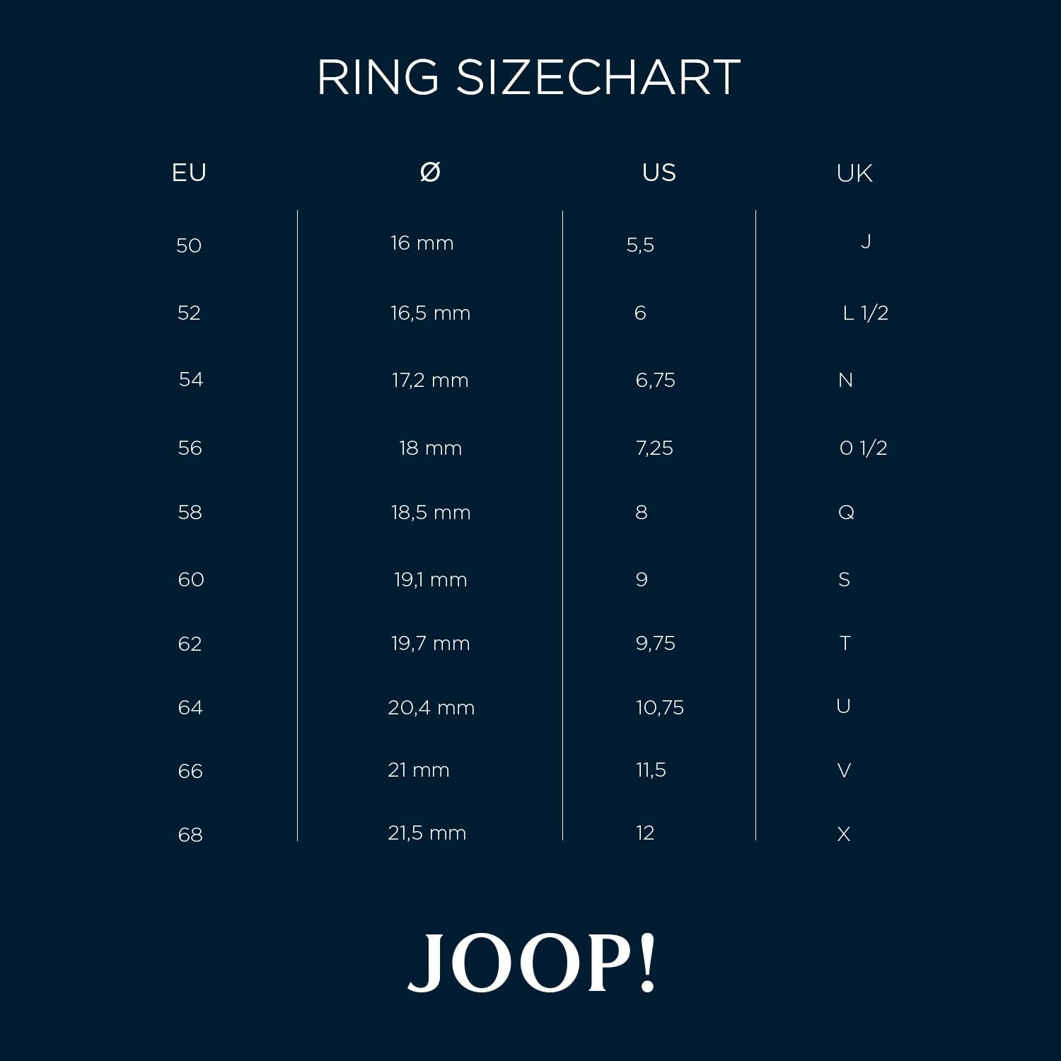 Detalle de JOOP! Ring Edelstahl Damen – Gold, 14 mm Breite, kommt in Schmuck Geschenk Box