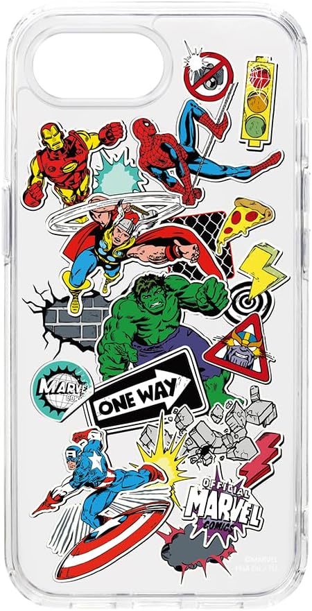 Detalle de Premium Style PG-D25KPT08MVL iPhone16e用クリアハイブリッドケース MARVELシート付き