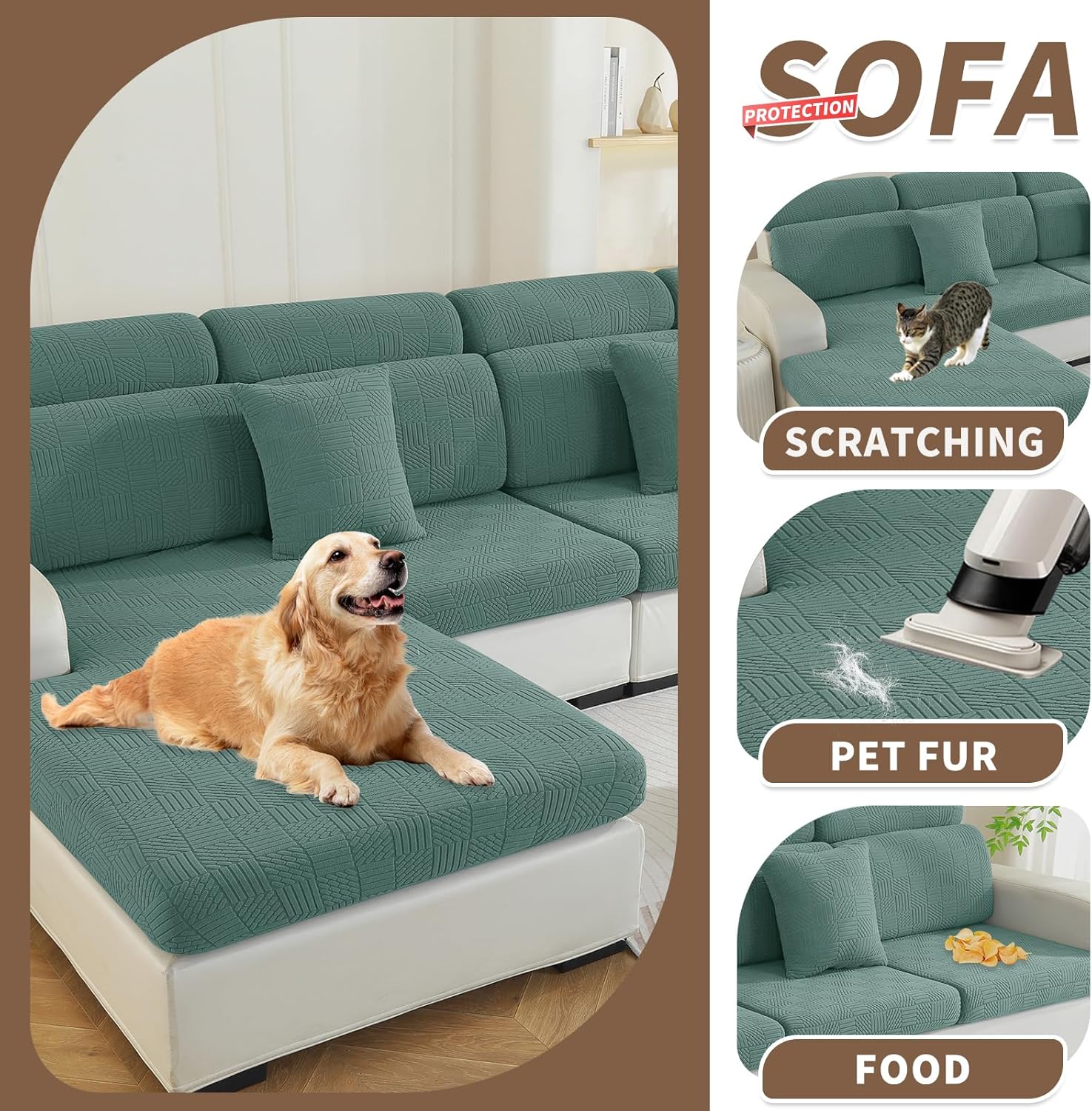 Thumbnail 6 de Housse de coussin pour canapé extensible Ystyle (1 place*2) – antidérapante, lavable, vert clair