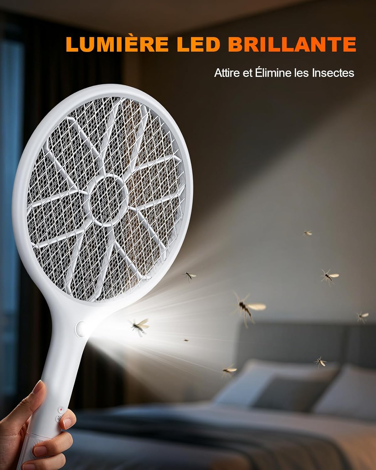 Detalle de Mohard Raquette Électrique Insectes – Tapette à Mouche 4000V Rechargeable USB-C