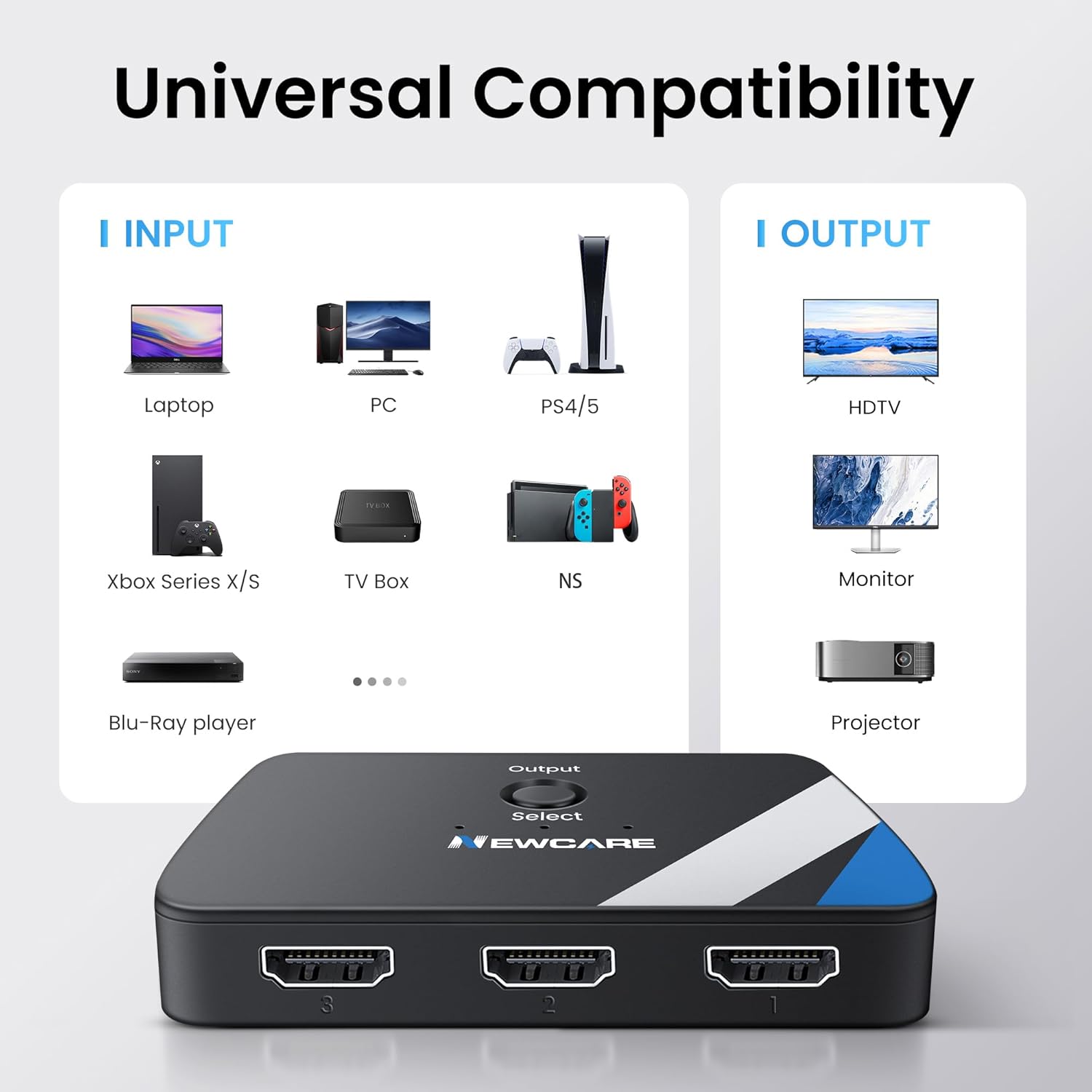 Thumbnail 2 de 4K@60Hz HDMI Switch: 3 In, 1 Out with 1.2m Cable