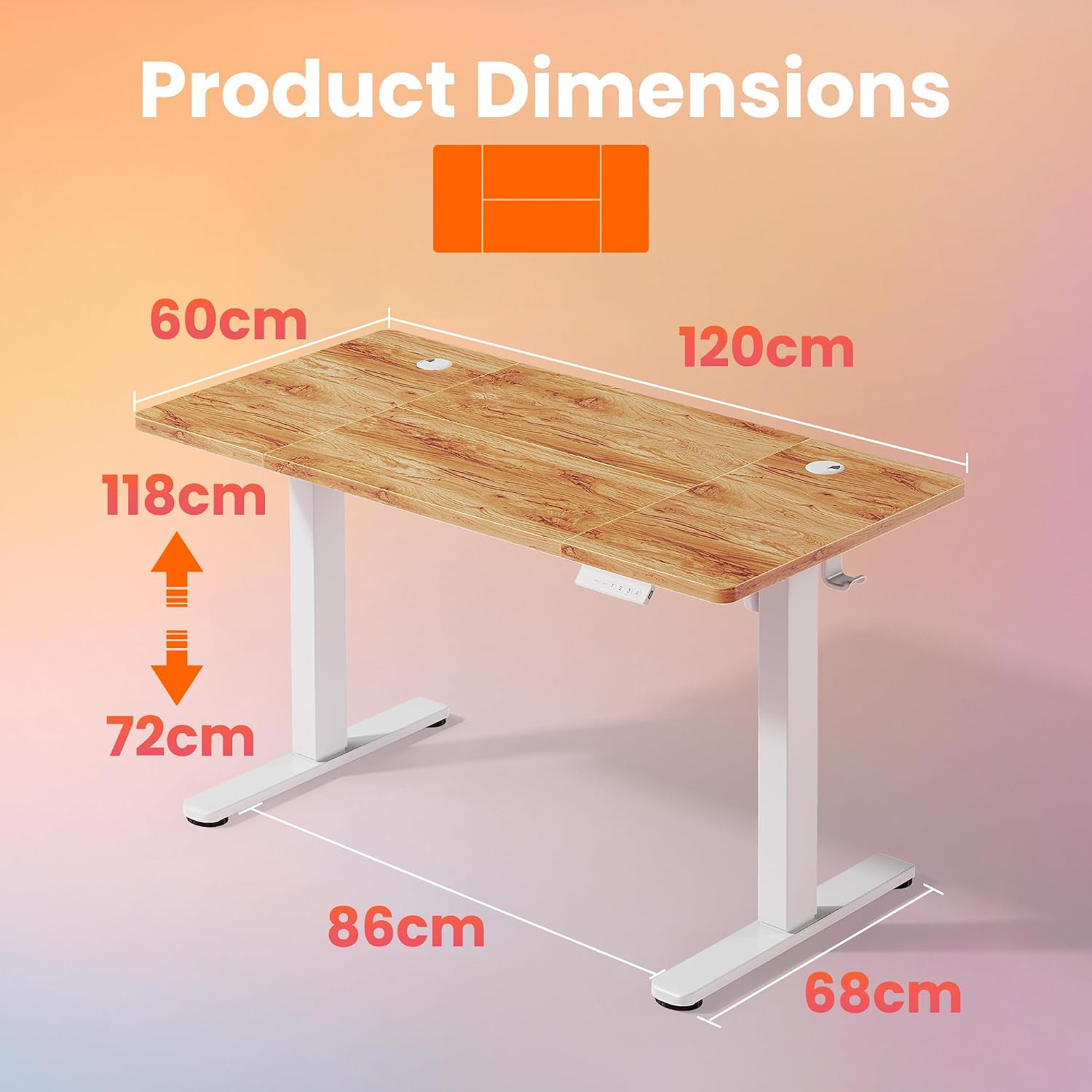 Thumbnail 3 de HUANUO Standing Desk with USB Charging Port 120 x 60 cm review