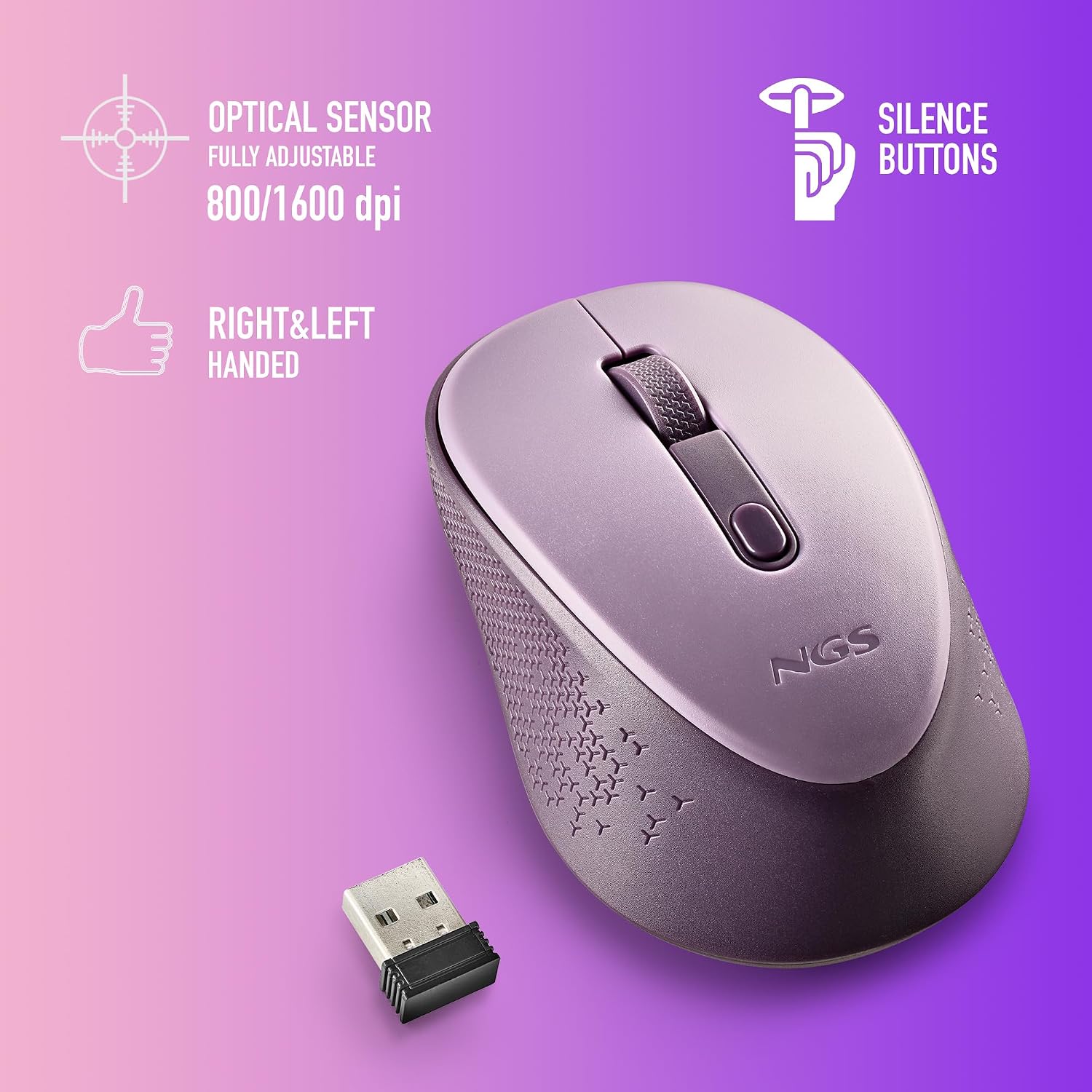 Detalle de Ngs Dewlilac Wireless Mouse One Size — Compatto, versatile e wireless