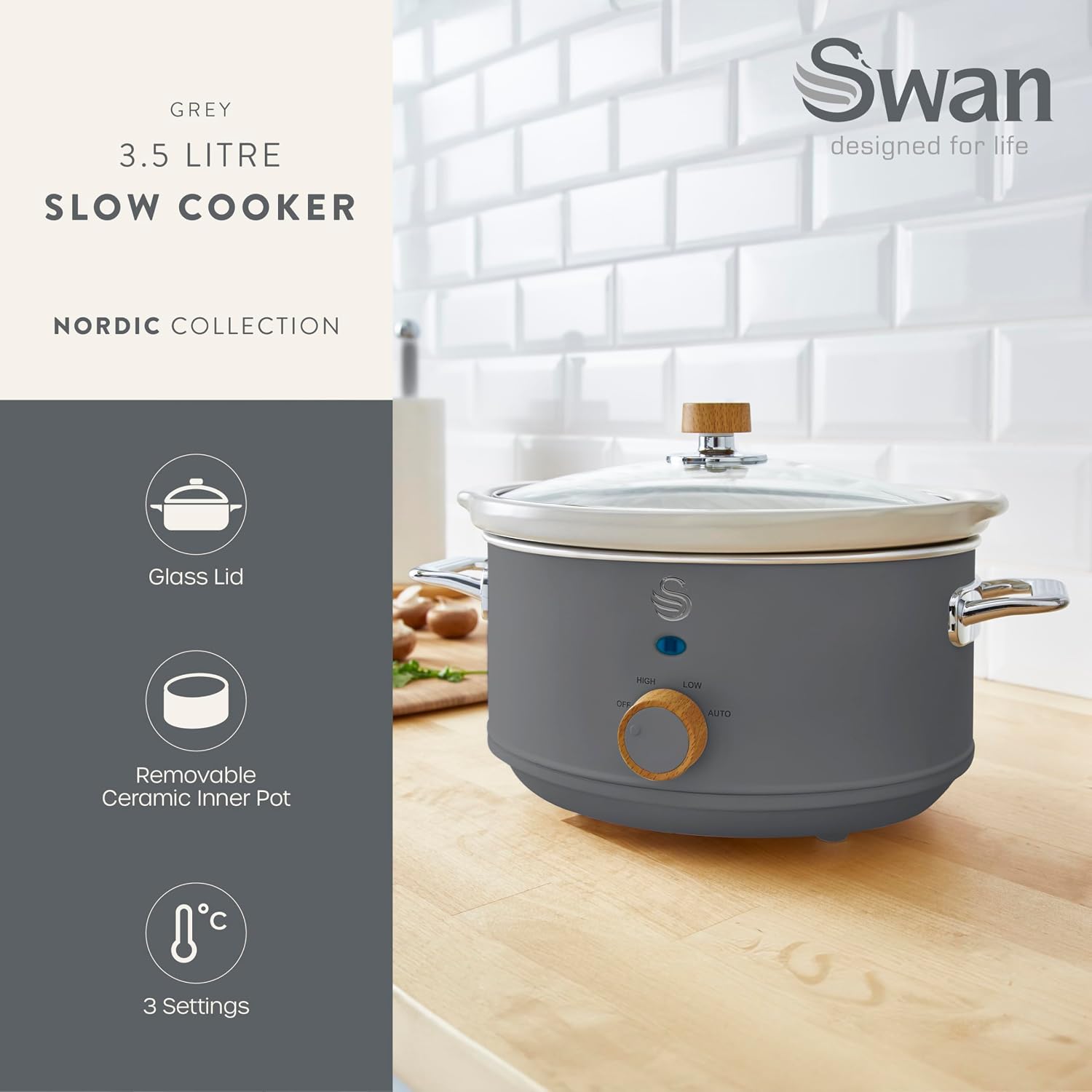 Thumbnail 1 de Swan Nordic Manual Slow Cooker 3.5L