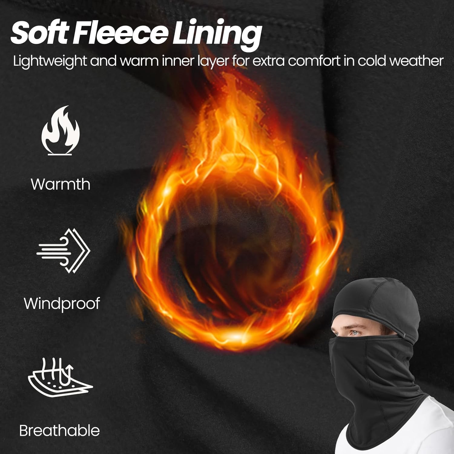 Detalle de Huccik Cagoule Chaude Hiver Coupe-Vent – Masque Visage polyvalent pour sport et outdoor