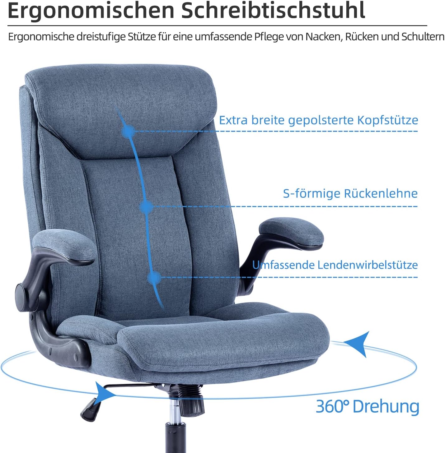 Detalle 1 de MZLEE Bürostuhl 330 lbs Drehstuhl