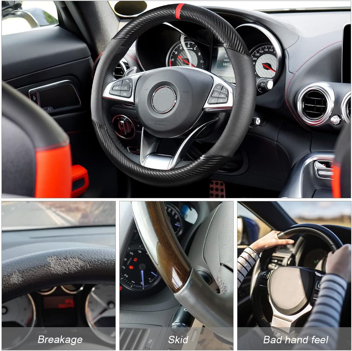 Detalle de Moly Magnolia Car Steering Wheel Cover, 15-Inch