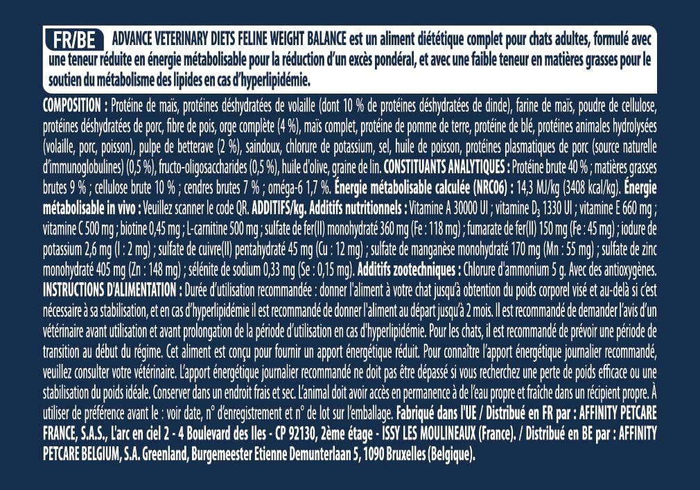 Detalle de Advance Veterinary Diets Weight Balance – Croquettes pour chats en surpoids – 3 kg