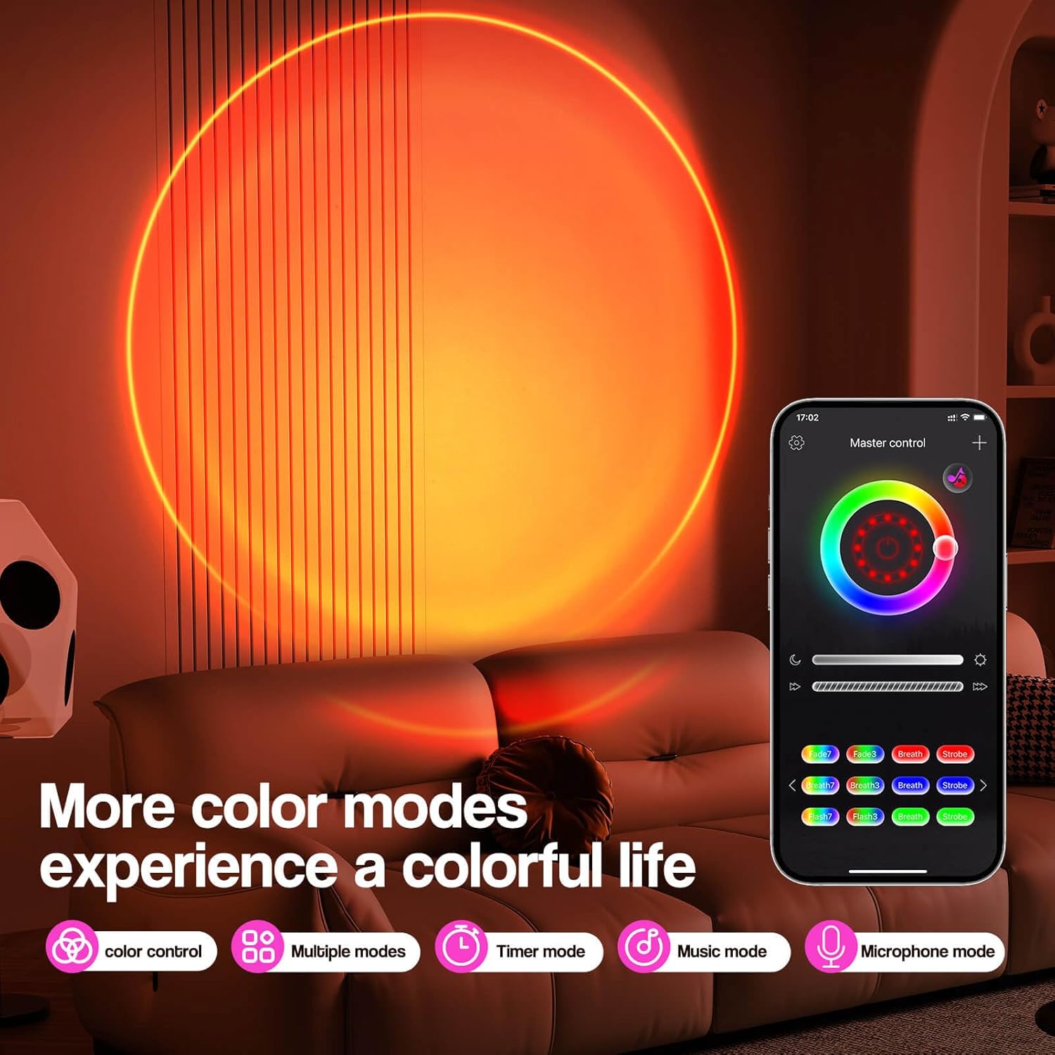 Detalle 2 de Sunset Lamp Projection 16 colour, USB
