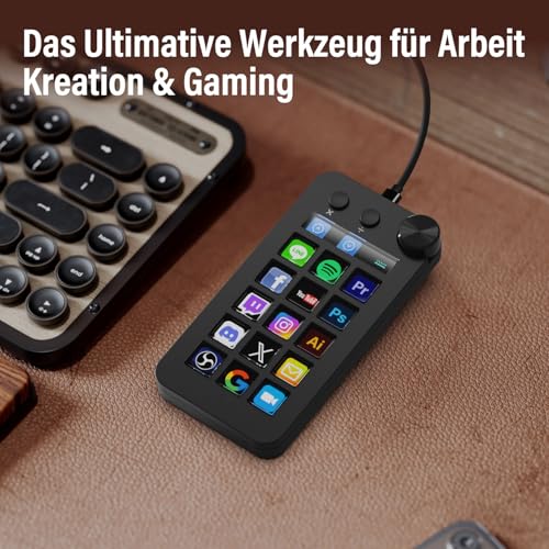 Detalle 2 de Basicolor N1 Stream Controller Deck 3-in-1: 15 tasti LCD, Numpad e Calcolatrice per streaming e produttività