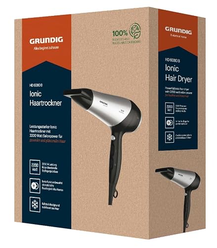 Detalle 2 de Grundig HD 6080 B Haartrockner – 2200 W, Ionentechnologie, Diffusor, 3 Temperatur- und 2 Luftstromstufen