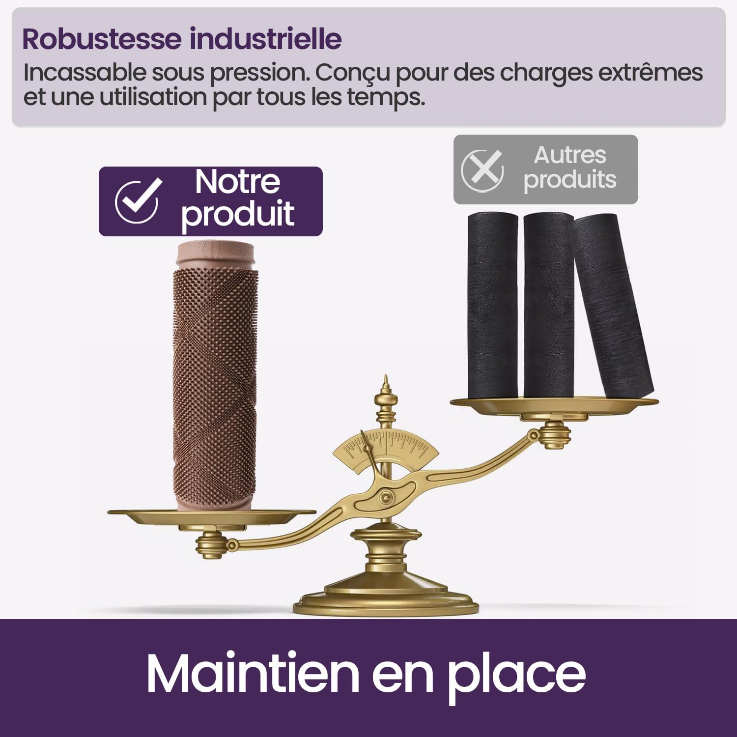 Detalle de Paillasson extérieur DEXI 43 x 90 cm marron antidérapant avec trous de drainage