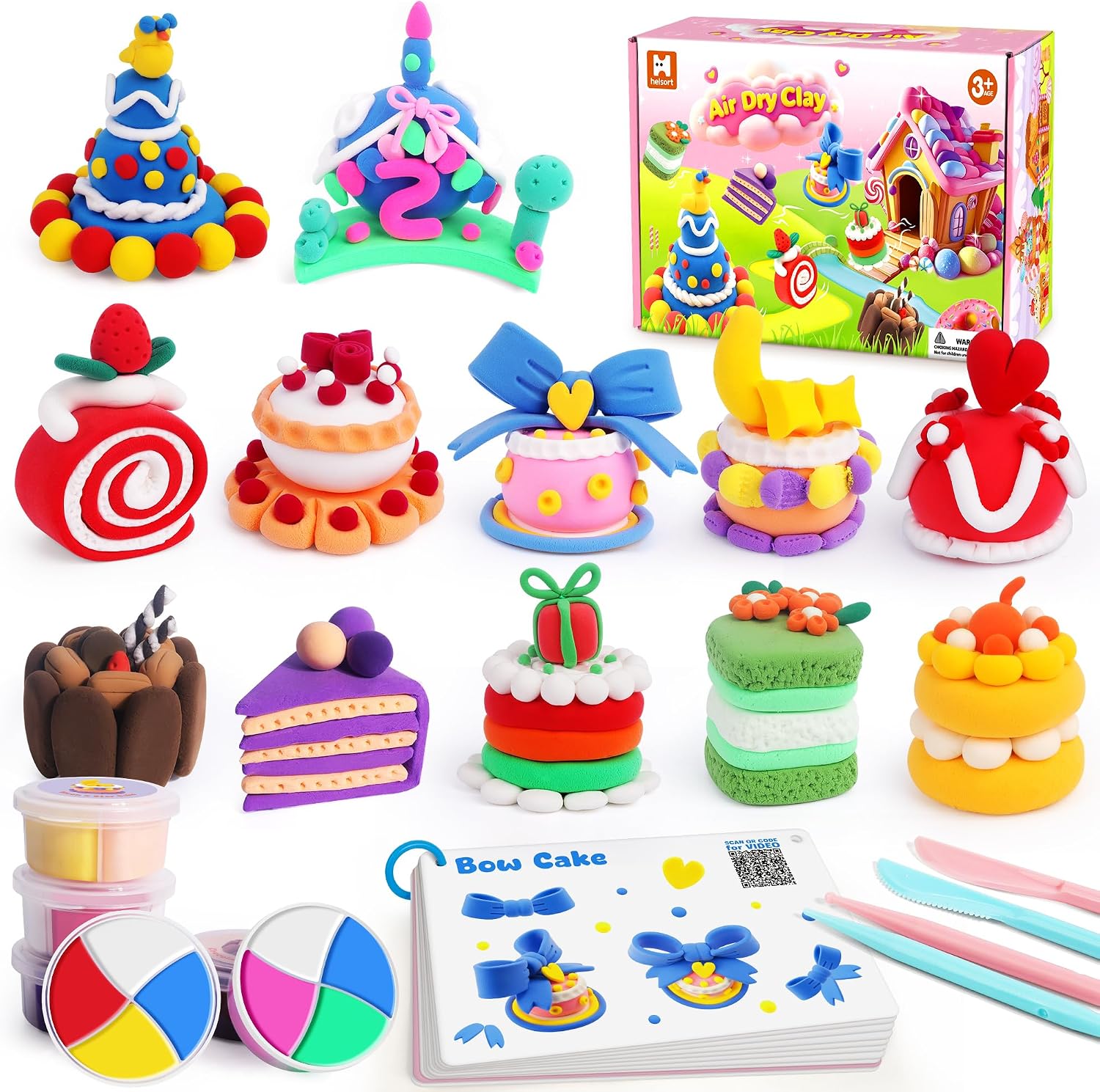 Helsort air-dry clay kit, 12 cake projects