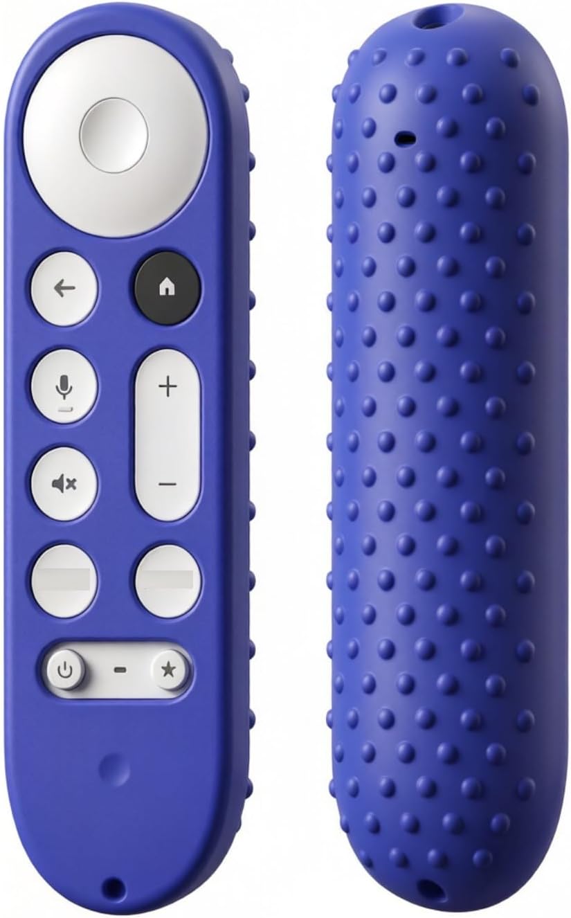 Detalle de Silicone Cover Case for Google TV Streamer 4K Remote (2024) – Anti-Slip Blue