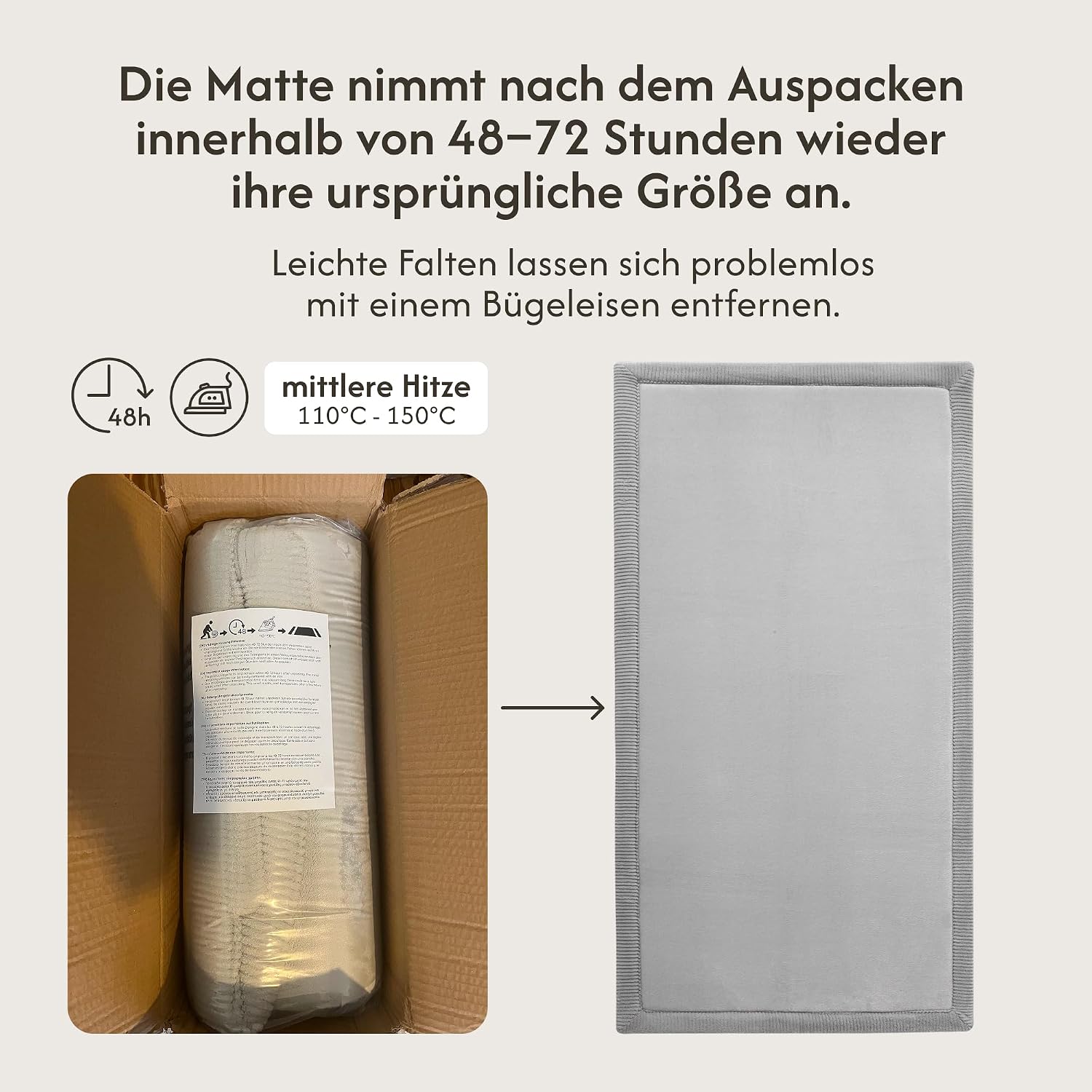 Thumbnail 4 de Hakuna Matte Wolkenweiche Spielmatte Baby 150x80x2,5 cm – Grau, rutschfeste Unterseite