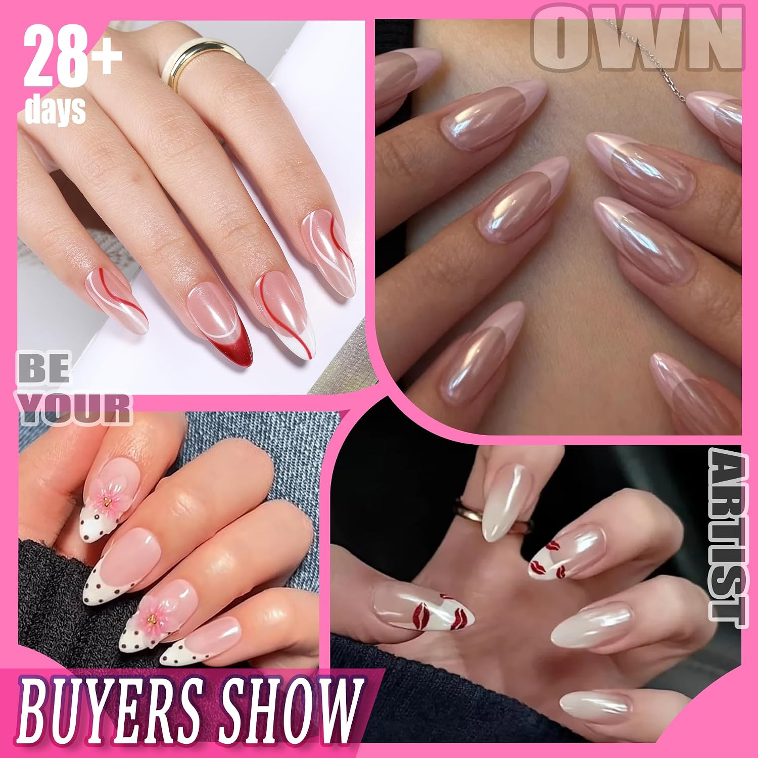 Thumbnail 1 de UNA GELLA Medium Almond Gel Nail Tips, 504-Piece Pre-Etched Clear Full-Cover Set